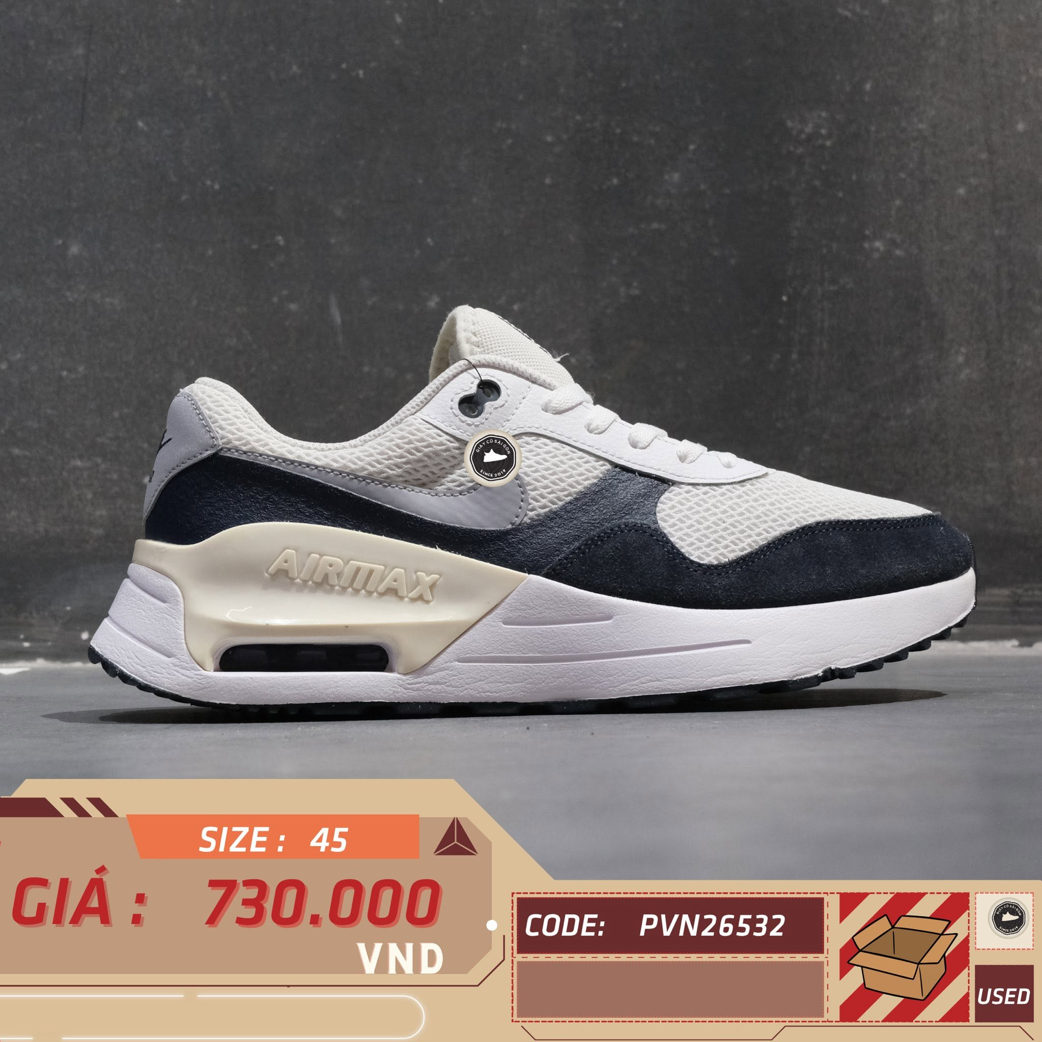 Nike Air Max SYSTM White Obsidian - DM9537-102 - Size 45 - GIÀY 2HAND CHÍNH HÃNG PVN26532