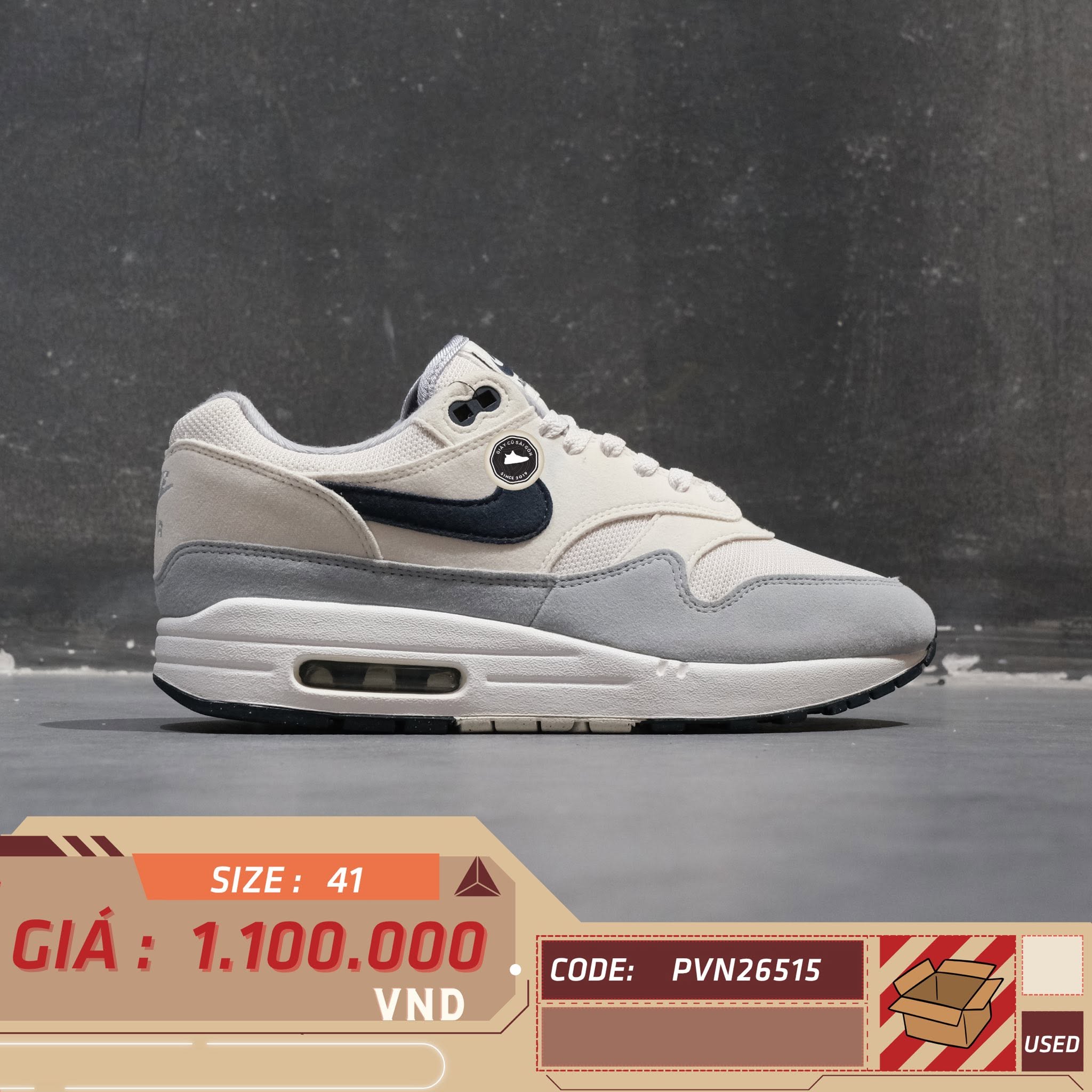 Nike Air Max 1 Pure Platinum Dark Obsidian - FD9082-002 - Size 41 - GIÀY 2HAND CHÍNH HÃNG PVN26515
