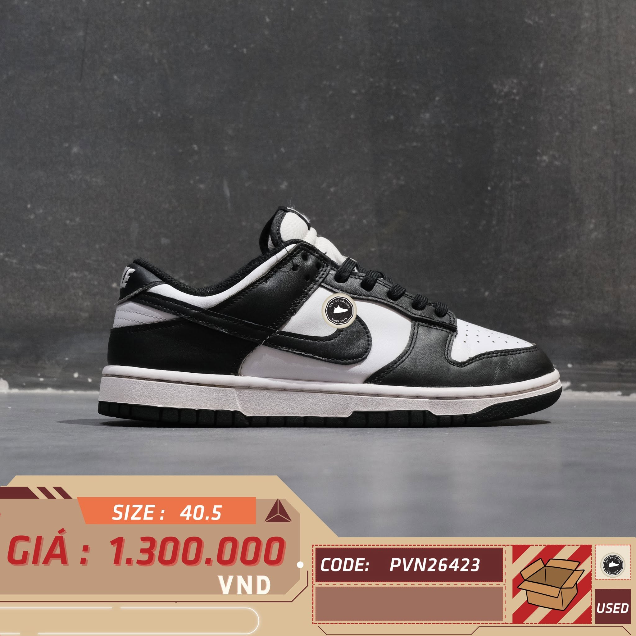 Nike Dunk Low White Black Panda (W) - DD1503-101 - Size 40.5 - GIÀY 2HAND CHÍNH HÃNG PVN26423
