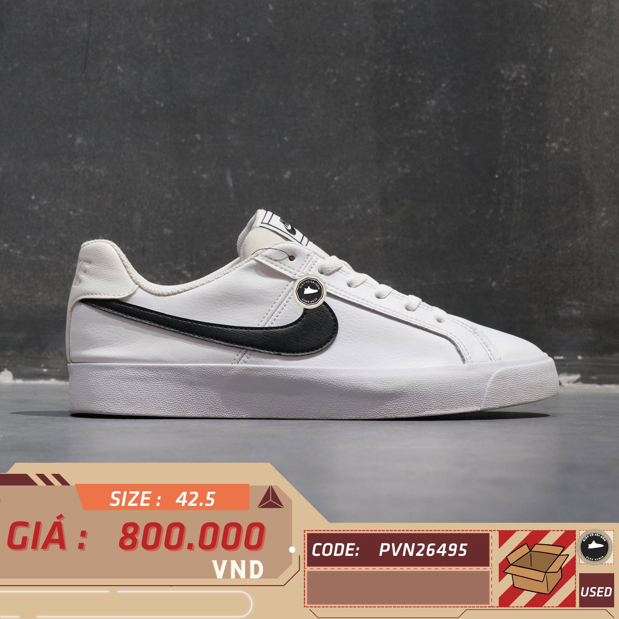 Nike Court 2 Better Essential White Black BQ4222 103 Royale Cũ Size 42.5 | Giày Cũ Sài Gòn PVN26495