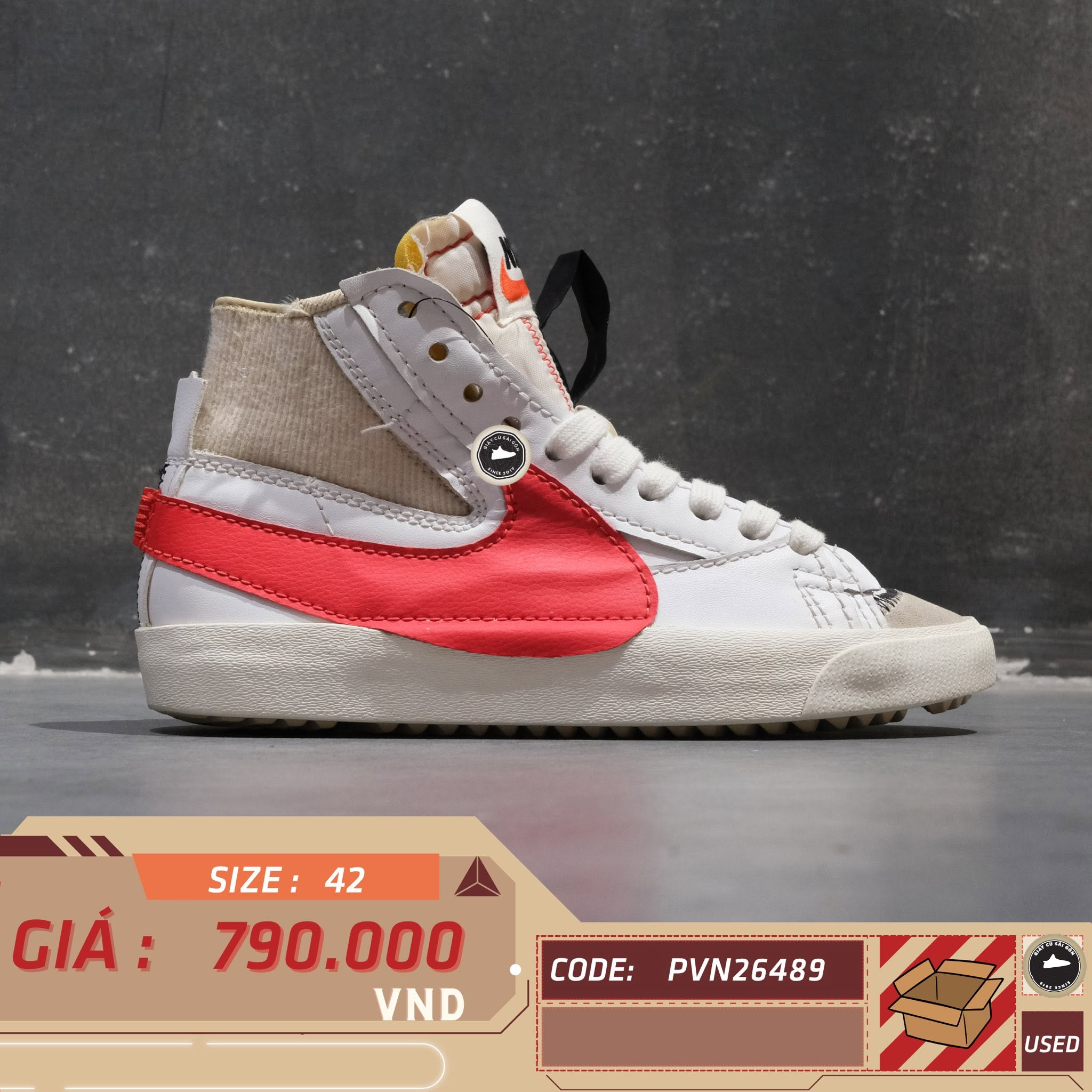 Nike Blazer Mid '77 Jumbo White Habanero Red DD3111-102 Cũ Size 42 | Giày Cũ Sài Gòn PVN26434