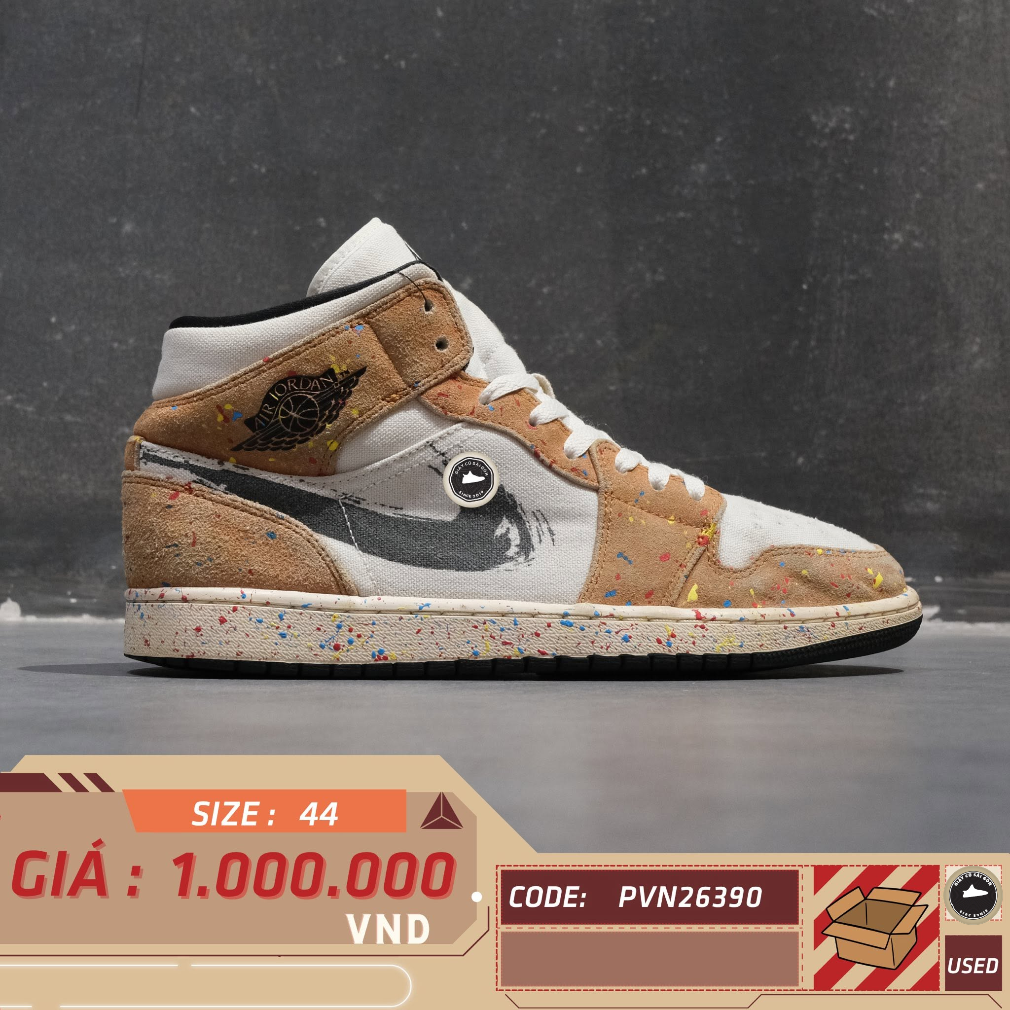 Air Jordan 1 Mid Se Brushstroke DA8005-100 Cũ Size 44 | Giày Cũ Sài Gòn PVN25850