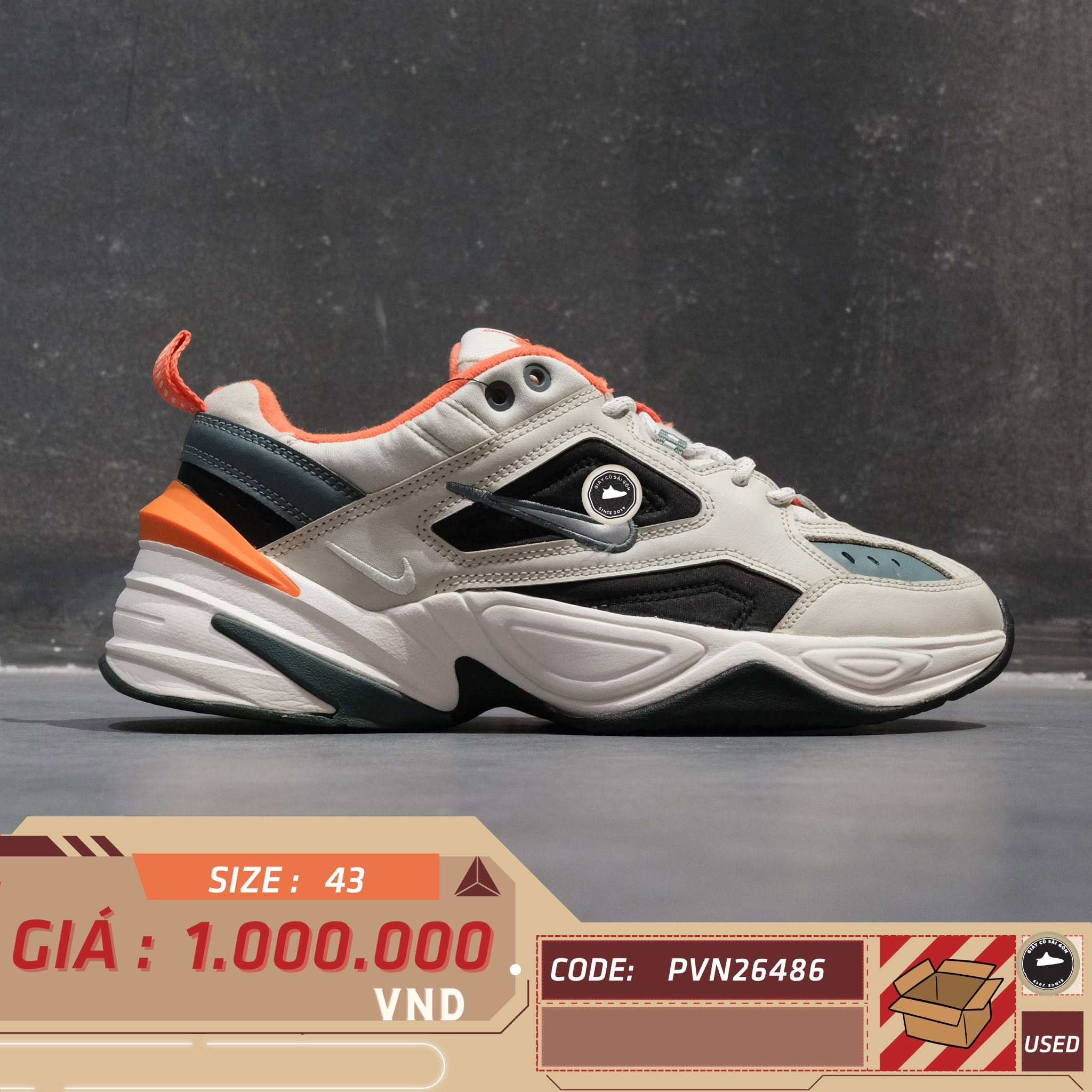 Nike M2K Tekno Light Bone Turf Orange CI2969-001 Cũ Size 43 | Giày Cũ Sài Gòn PVN25850