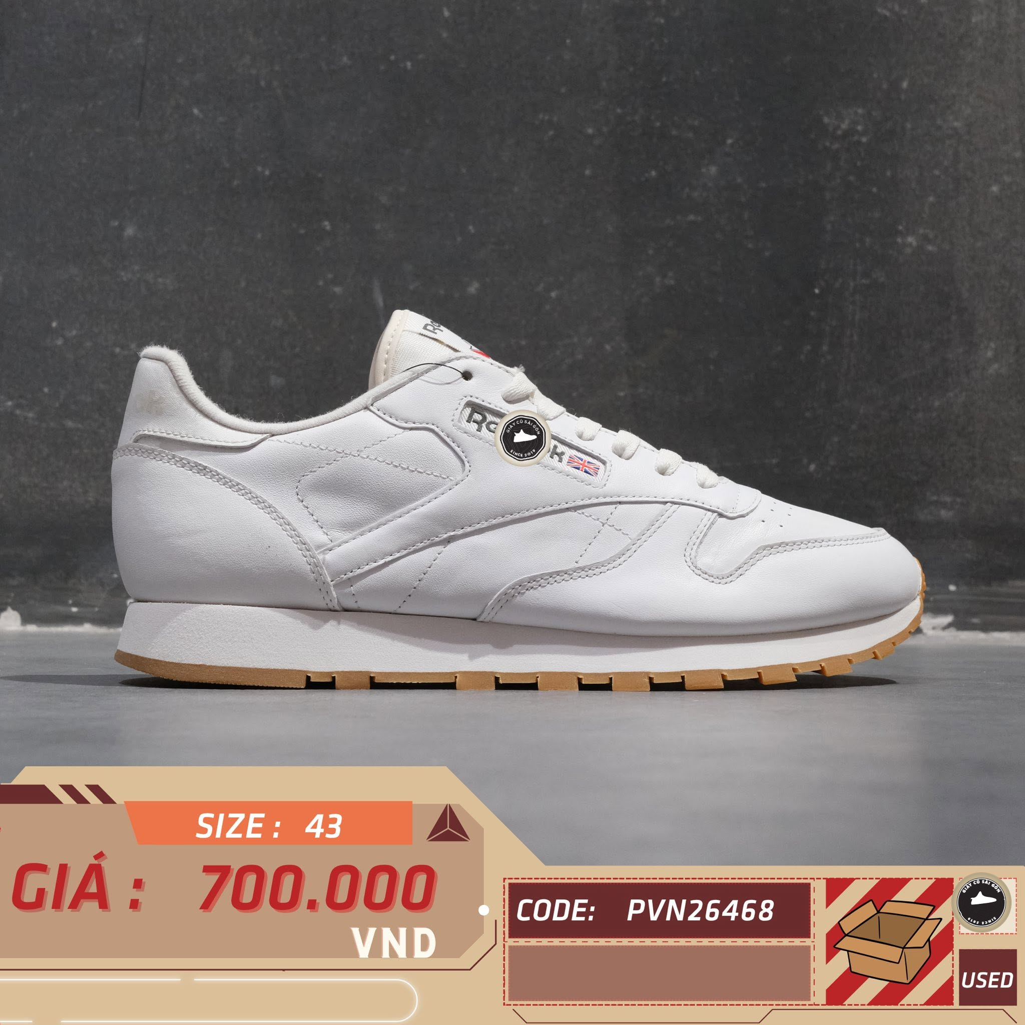 Reebok Leather White Gum 059503 CLASSIC Cũ Size 43 | Giày Cũ Sài Gòn PVN25850