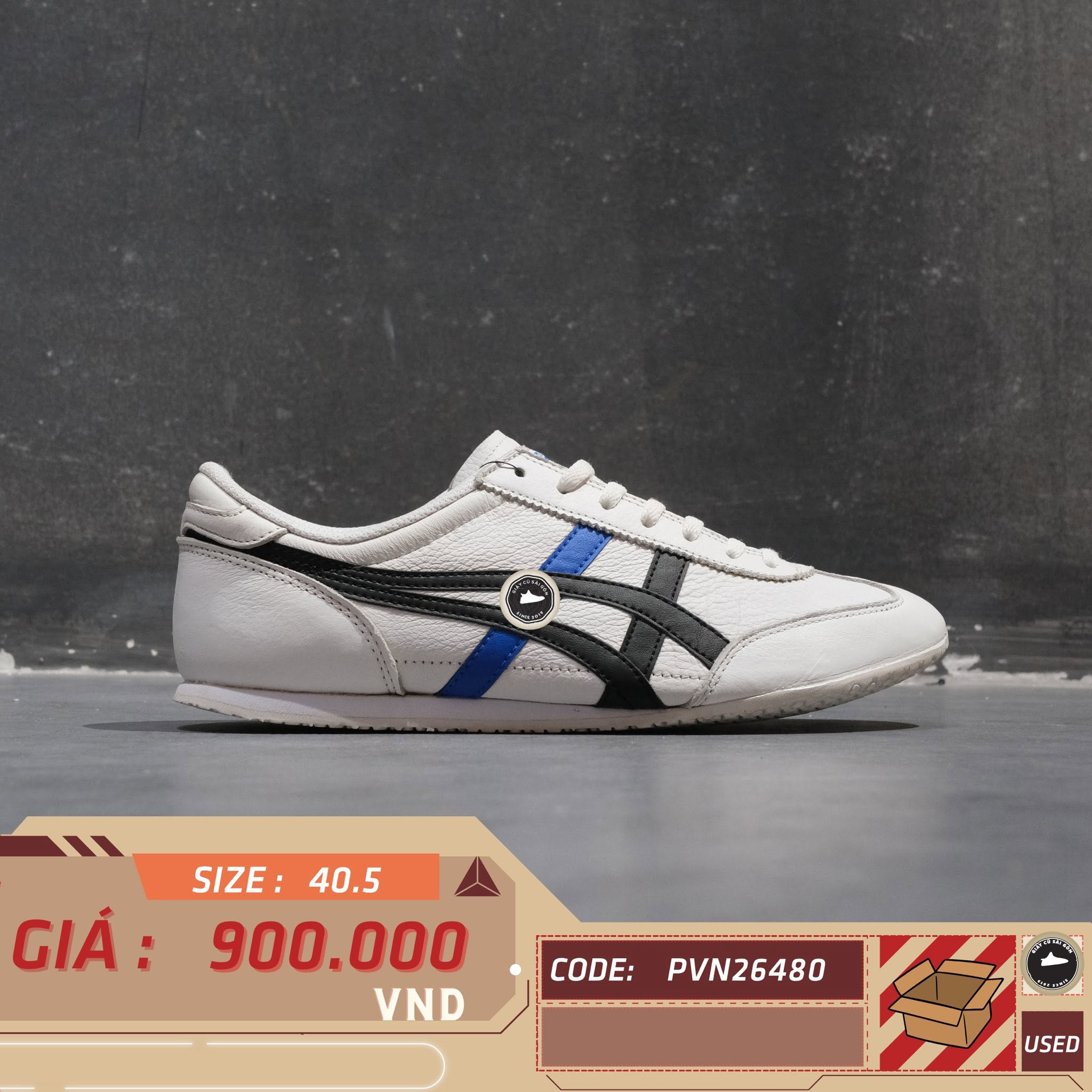 Onitsuka Tiger Machu Racer White Black Blue 1183B770 Cũ Size 40.5 | Giày Cũ Sài Gòn PVN25850