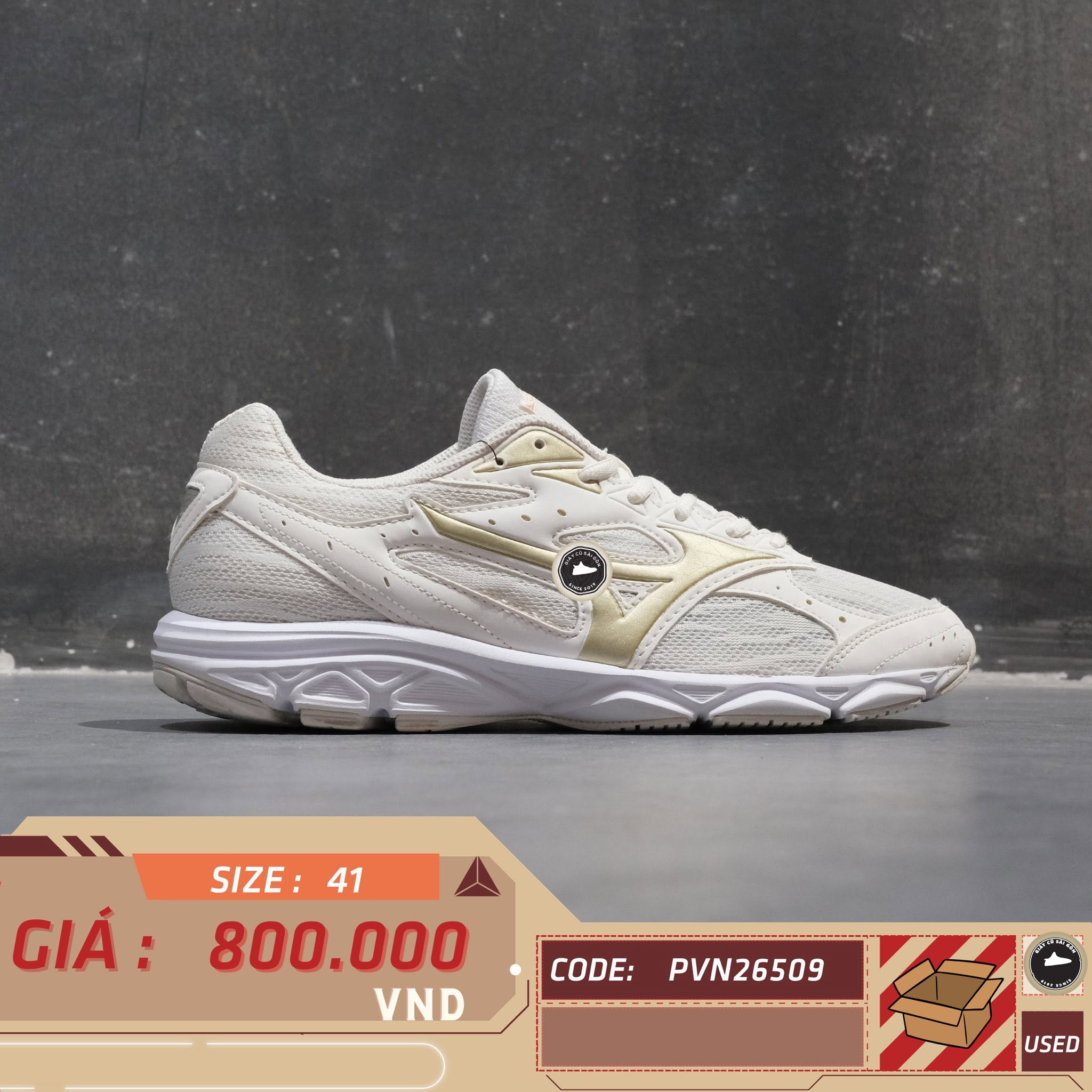 Mizuno Maximizer 21 White Gold K1GR180321 Cũ Size 41 | Giày Cũ Sài Gòn PVN26509