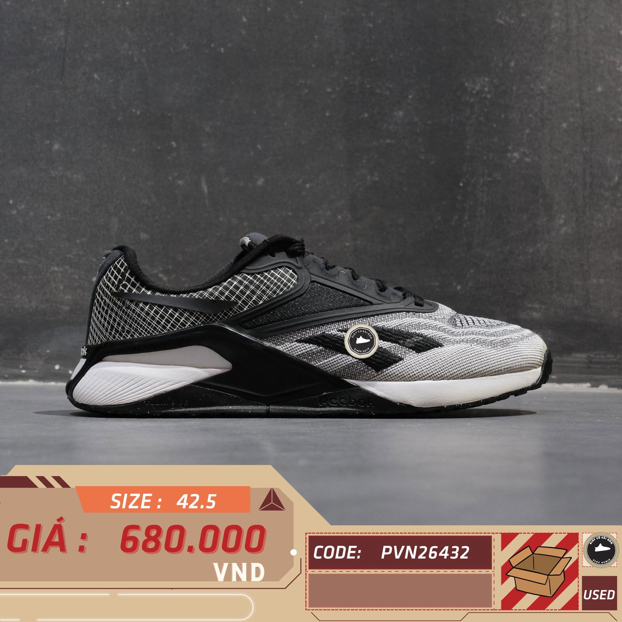 Reebok Nano X2 Core Black Pure Grey 6 Cloud White GW5146 Cũ Size 42.5 | Giày Cũ Sài Gòn PVN26432