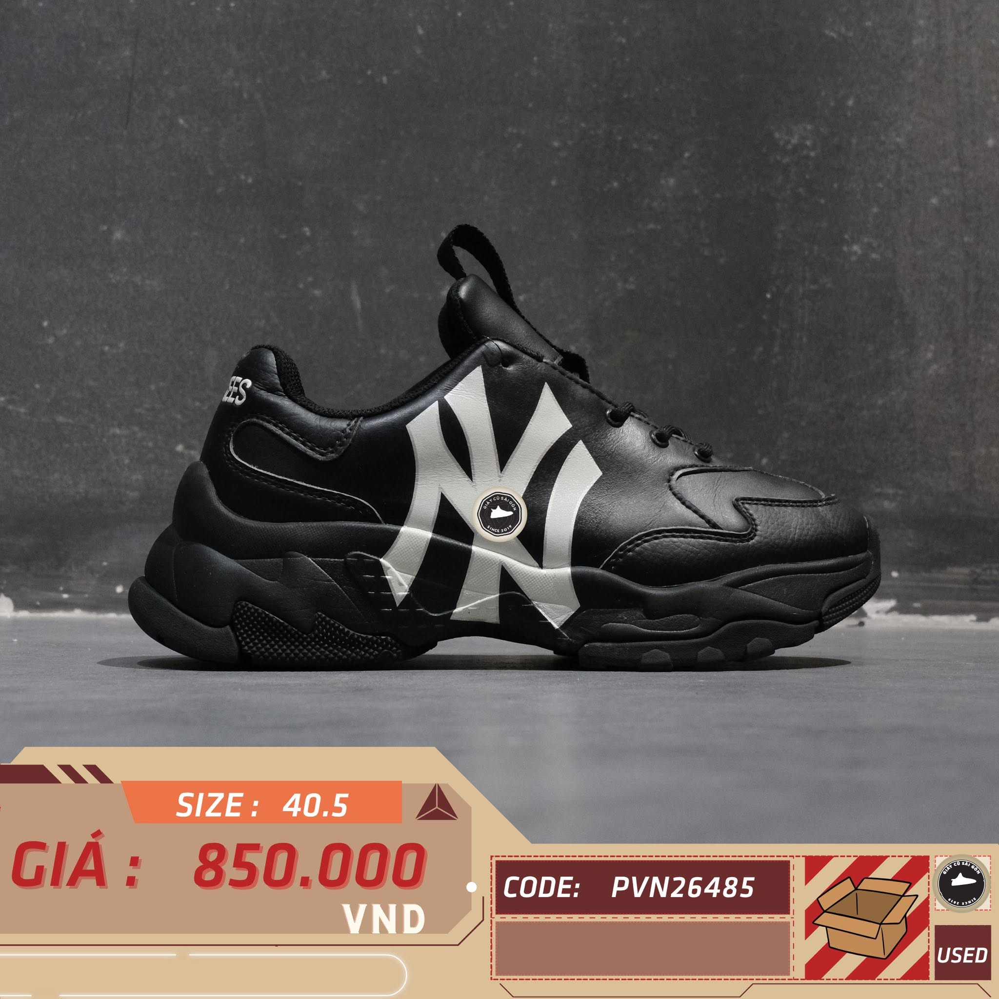 Mlb Bigball Chunky A New York Yankees Black White 3ASHC101N Cũ Size 40.5 | Giày Cũ Sài Gòn PVN26485