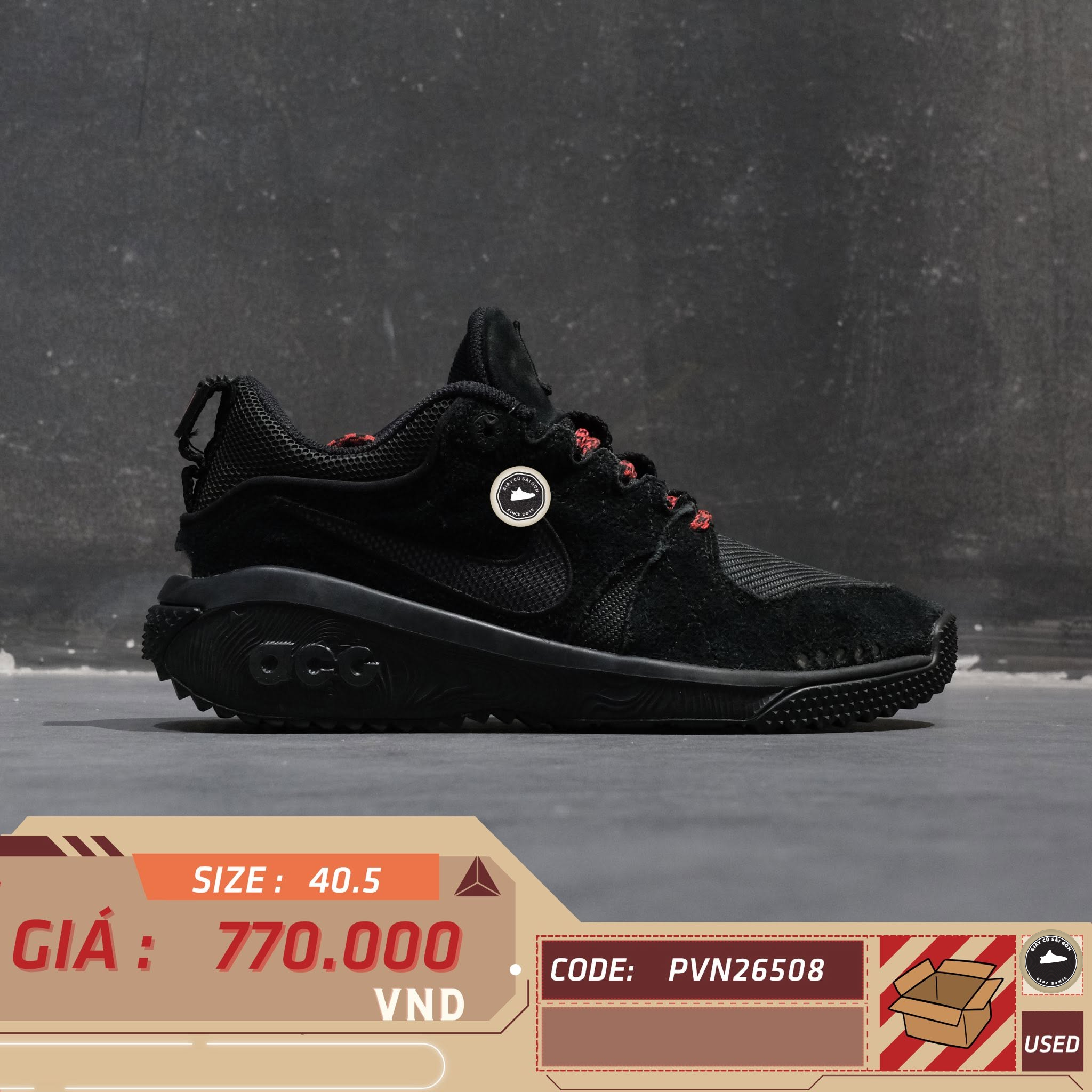 Nike Acg Dog Mountain Black Oil Grey AQ0916-003 Cũ Size 40.5 | Giày Cũ Sài Gòn PVN26508