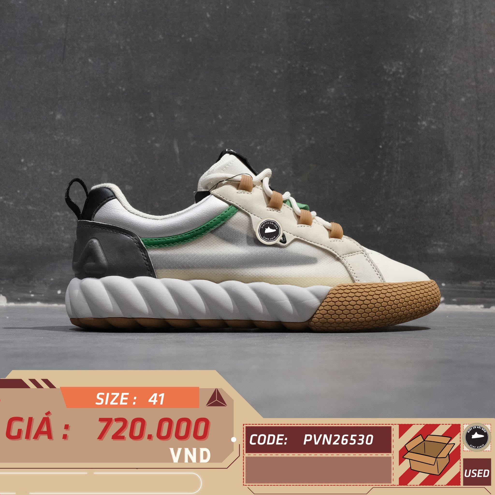 Fila Wavelet Alpha White Green Silver Gum 1TM01257D-152 Cũ Size 41 | Giày Cũ Sài Gòn PVN26530
