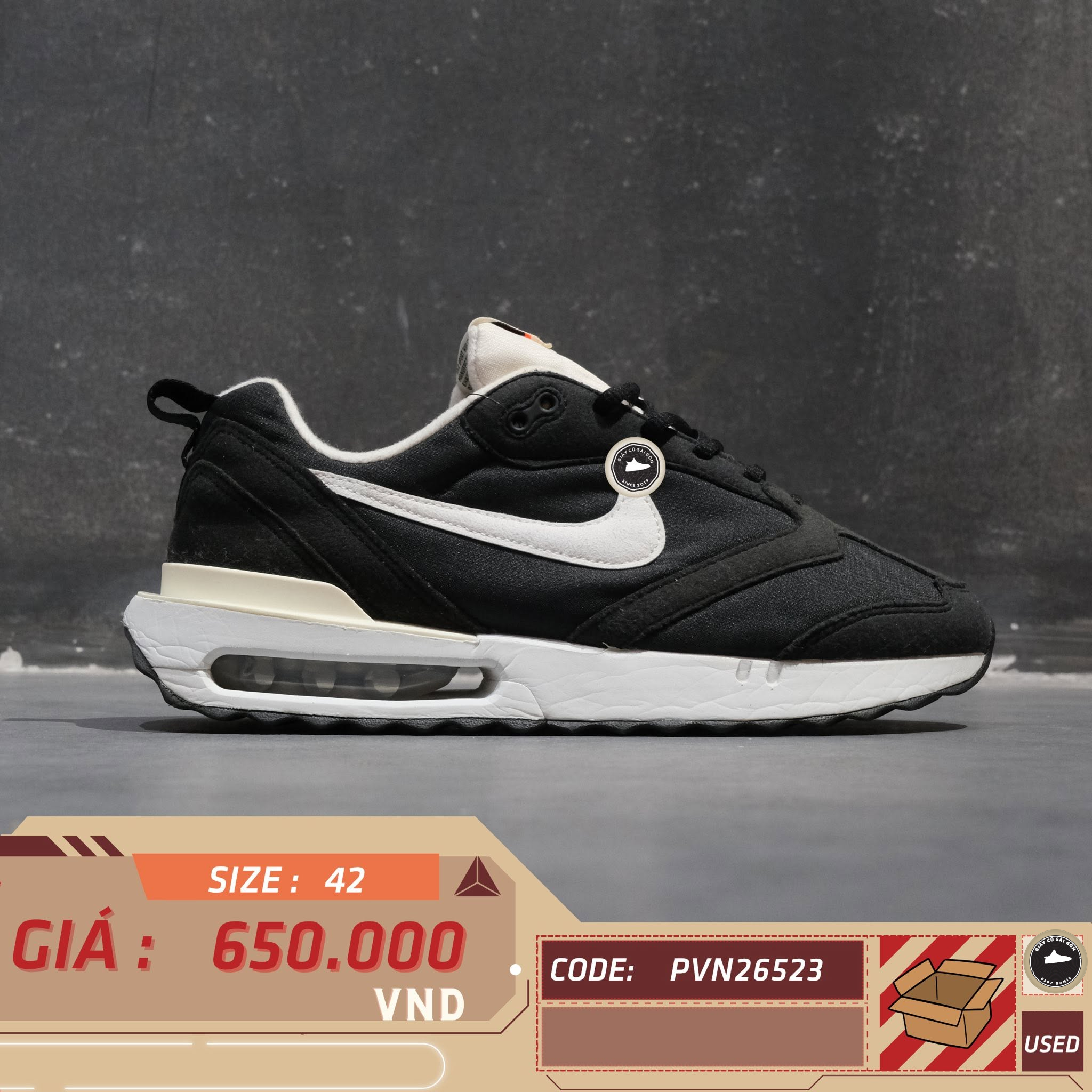 Nike Air Max Dawn Black White DJ3624-001 Cũ Size 42 | Giày Cũ Sài Gòn PVN26523