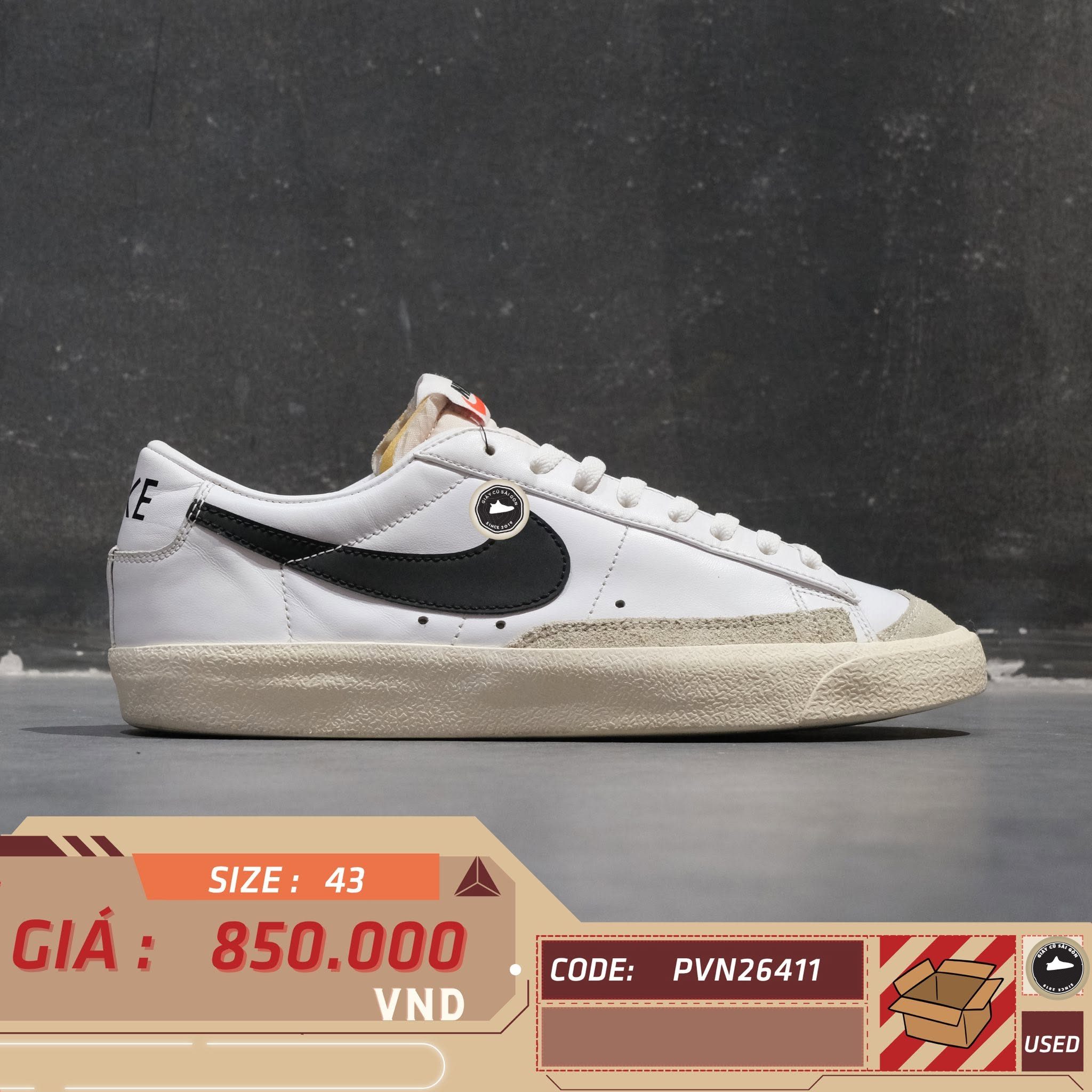 Nike Blazer Low '77 Vintage DA6364-101 Cũ Size 43 | Giày Cũ Sài Gòn PVN26411