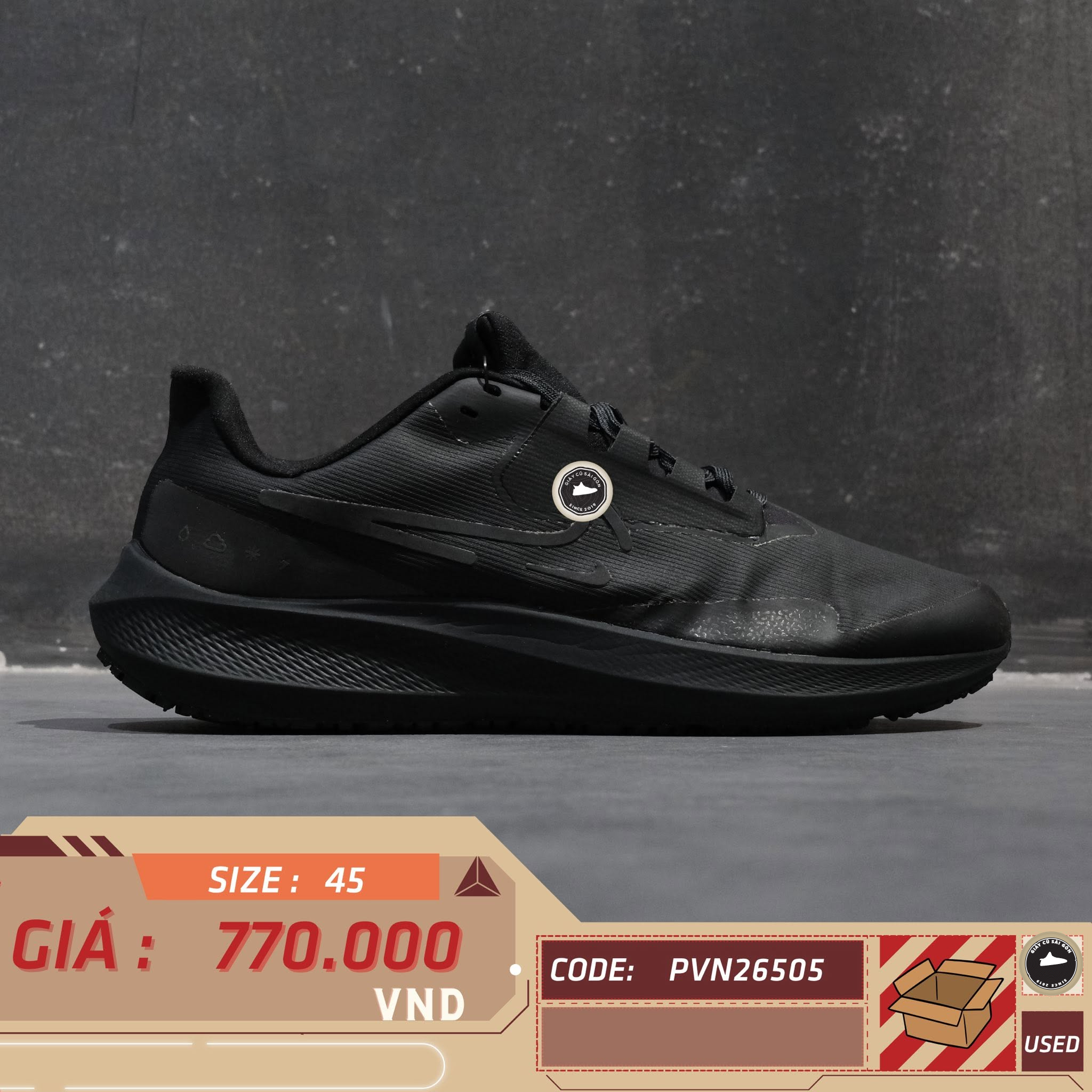 Nike Air Zoom Pegasus 39 Shield Black Off Noir DO7625-001 Cũ Size 45 | Giày Cũ Sài Gòn PVN26505
