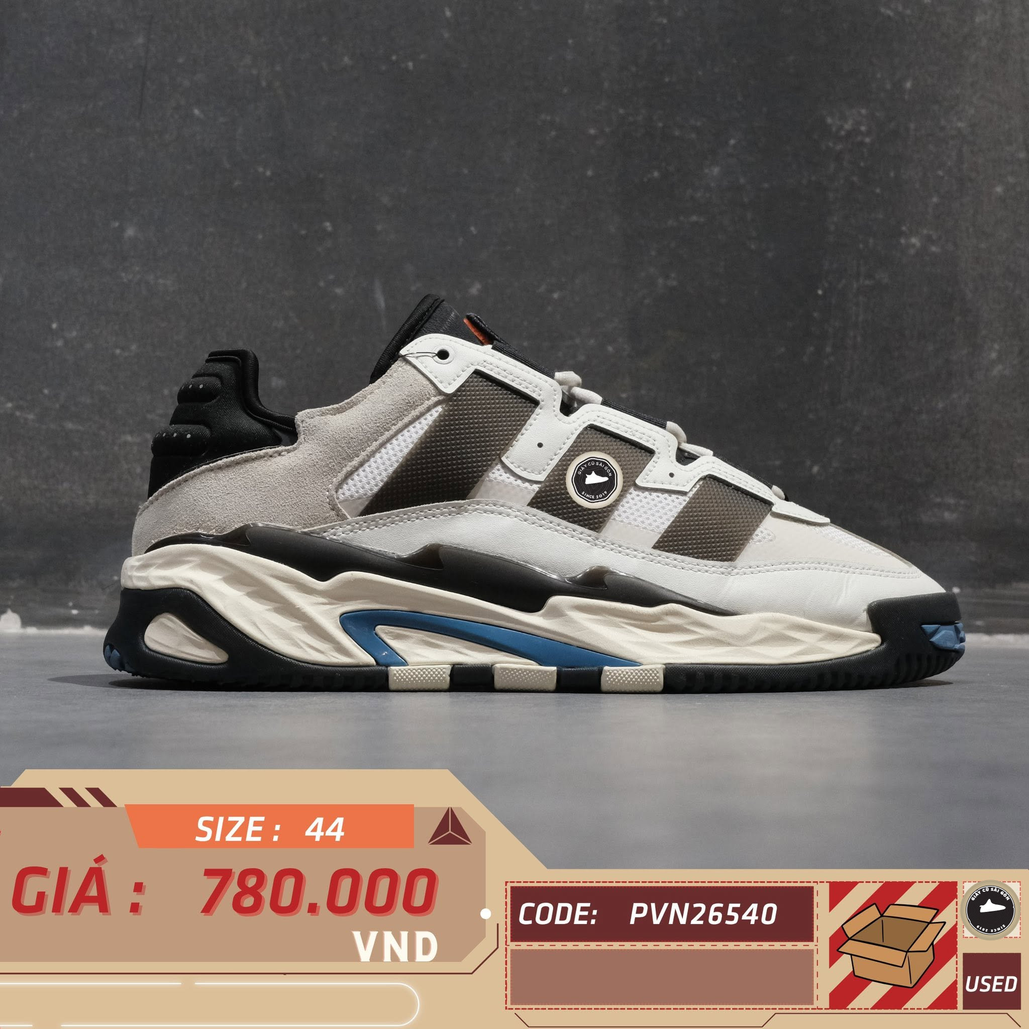 Adidas Originals Niteball Crystal White Core Black FZ5741 Cũ Size 44 | Giày Cũ Sài Gòn PVN26540