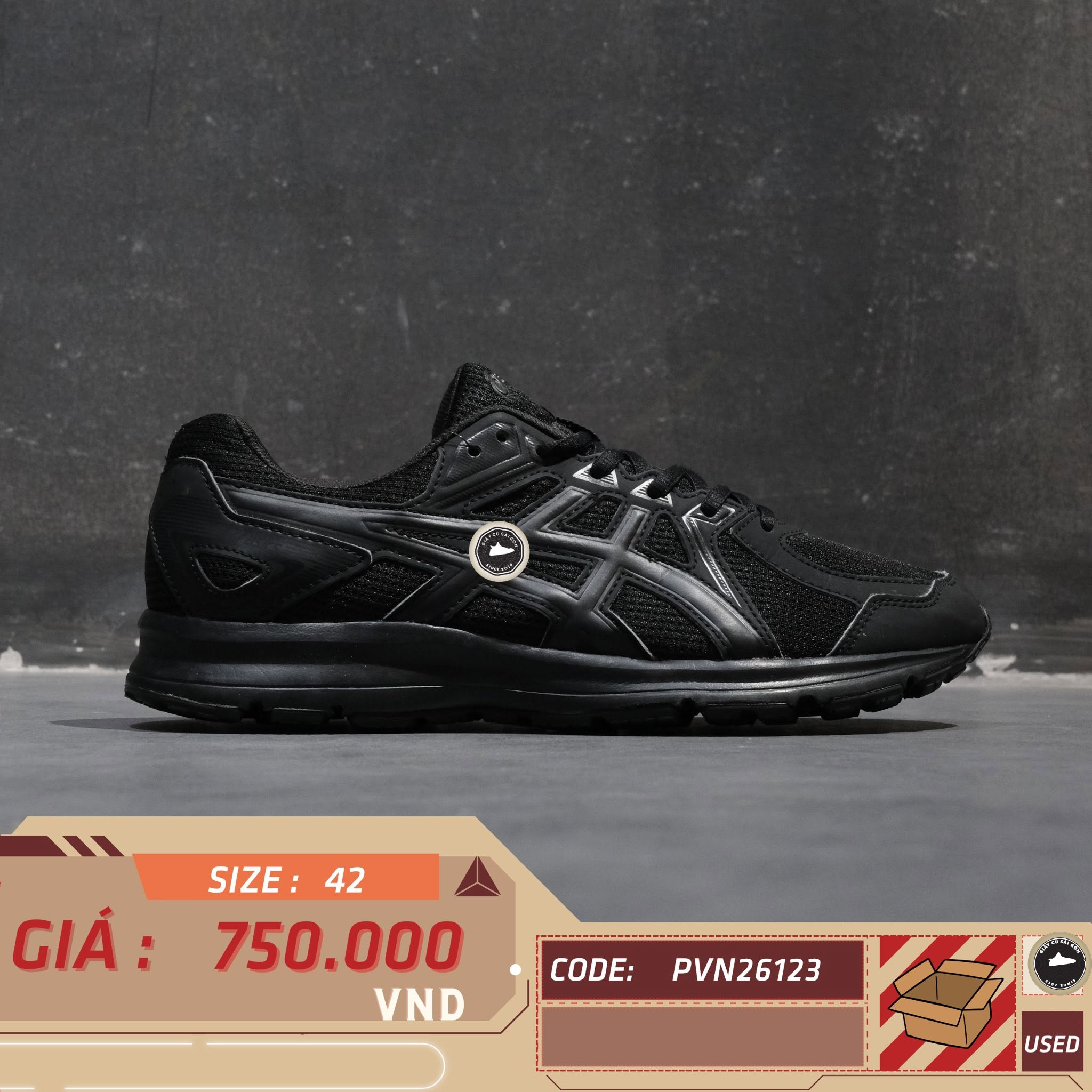 Asics Jolt 2 Extra Wide Black TJG138 Cũ Size 42 | Giày Cũ Sài Gòn PVN26123