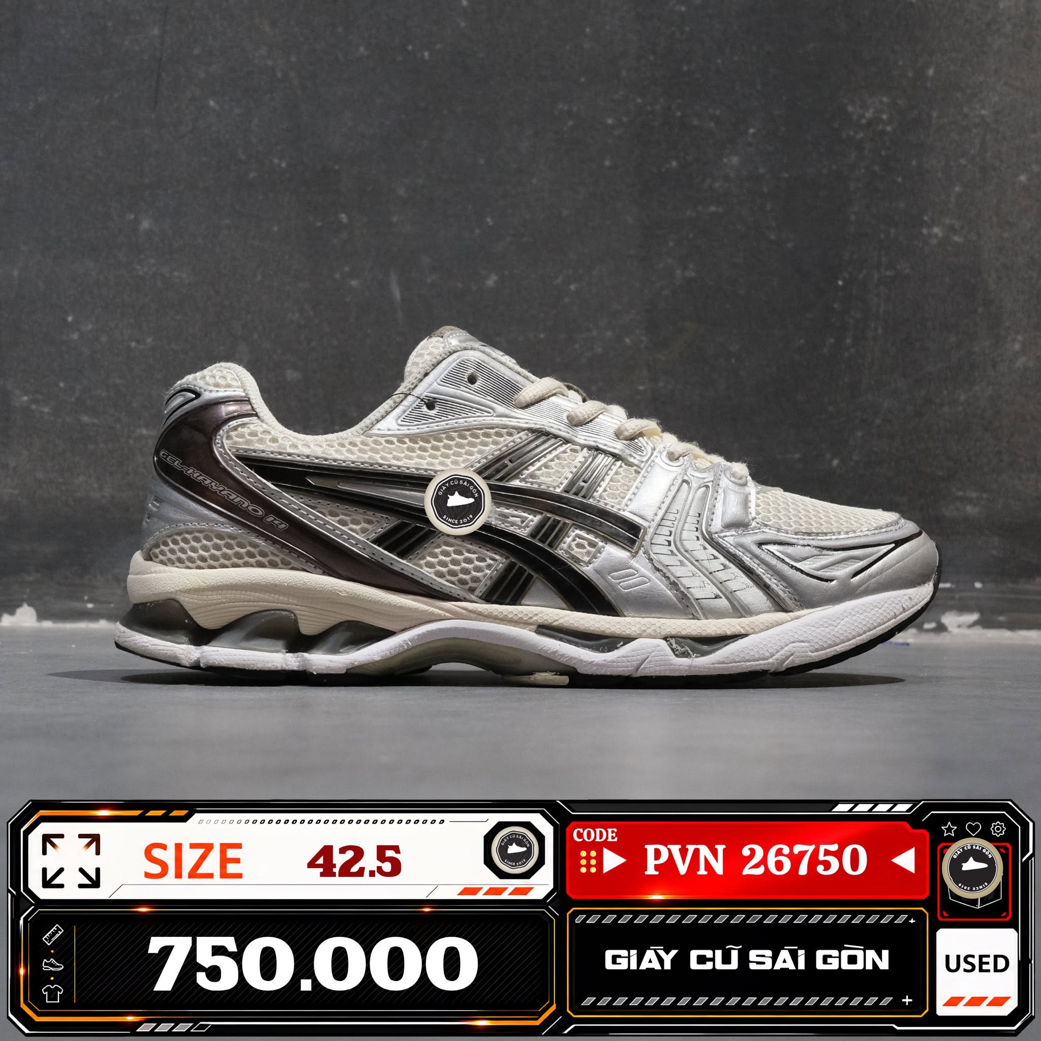 Asics Gel Kayano 14 White Midnight 1201A019 KAYANO-14 Cũ Size 42.5 | Giày Cũ Sài Gòn PVN26750