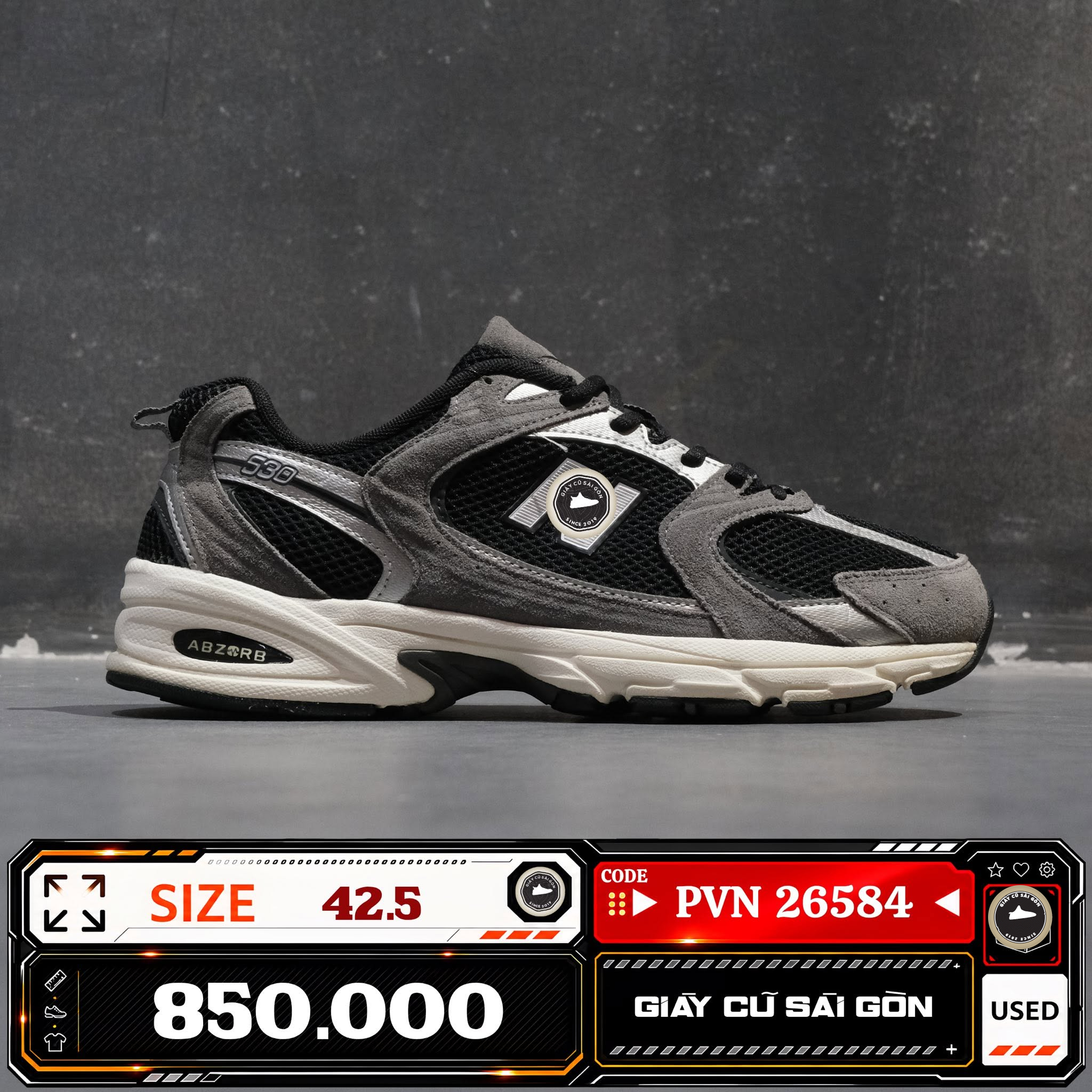 New Balance 530 Black Grey MR530BG Cũ Size 42.5 | Giày Cũ Sài Gòn PVN26584