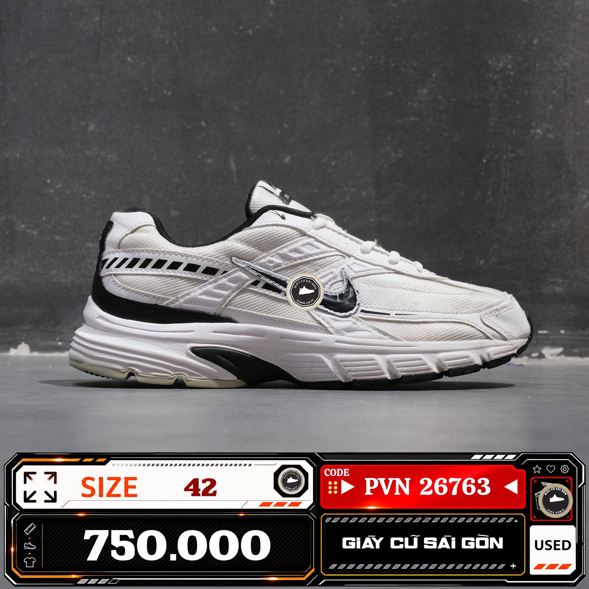 Nike Initiator White Black Metallic Silver 394055-100 Cũ Size 42 | Giày Cũ Sài Gòn PVN26763