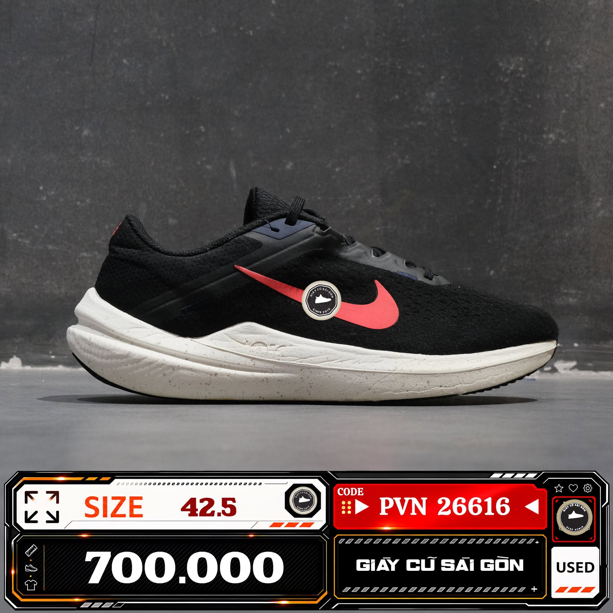 Nike Winflo 10 Black Bright Crimson DV4022-002 Cũ Size 42.5 | Giày Cũ Sài Gòn PVN26616