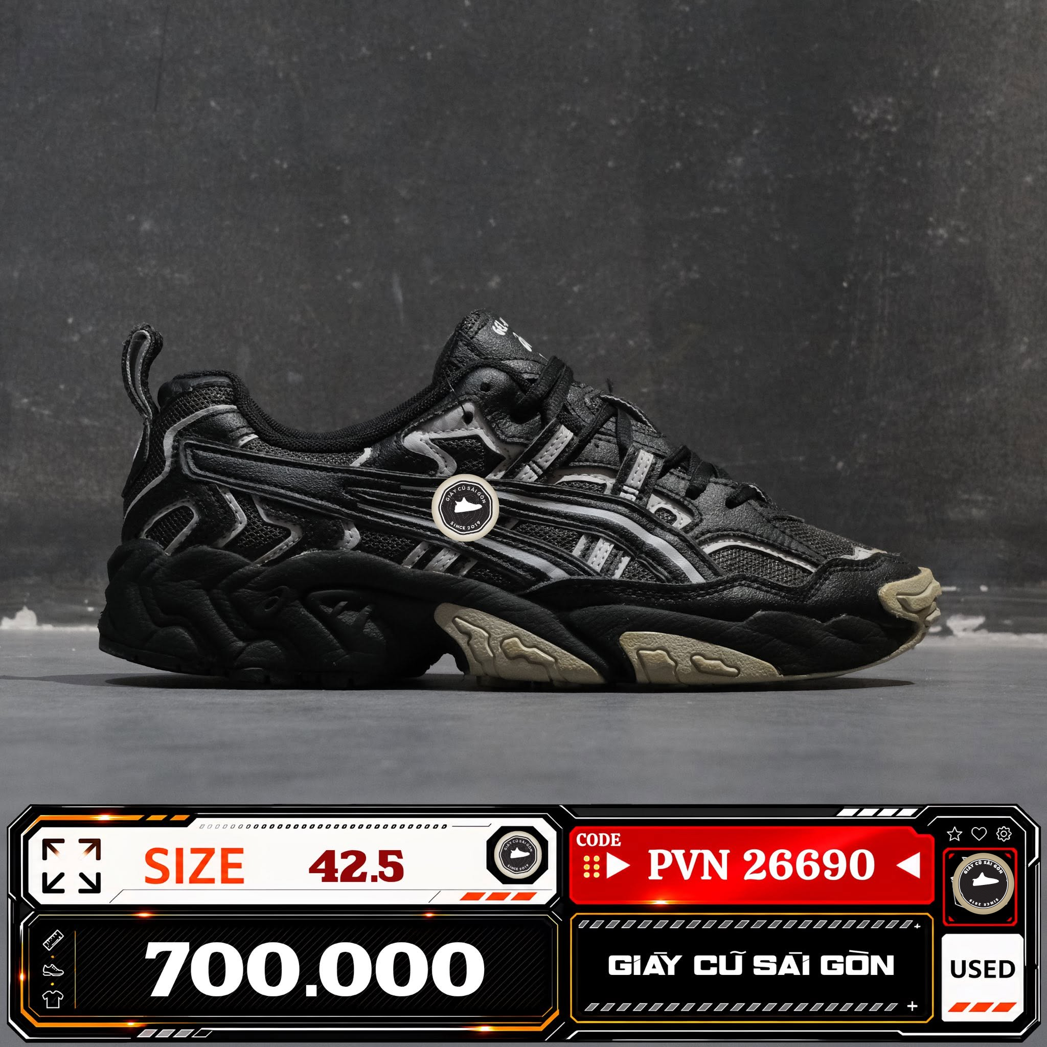 Asics Gel Nandi Og Black Graphite Grey 1021A315 1021A3-15 Cũ Size 42.5 | Giày Cũ Sài Gòn PVN26690
