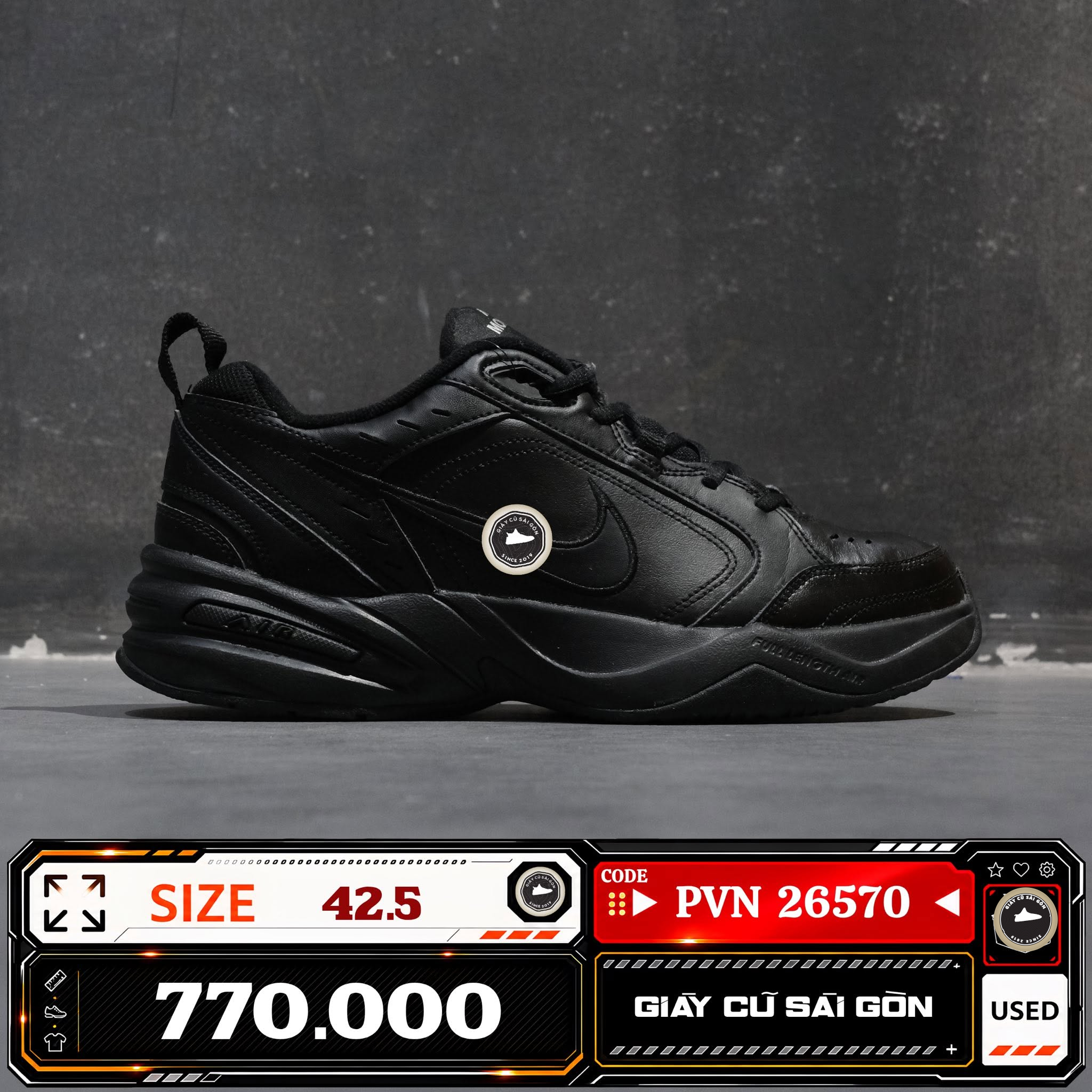 Nike Air Monarch Iv Black 415445-001 Cũ Size 42.5 | Giày Cũ Sài Gòn PVN26570