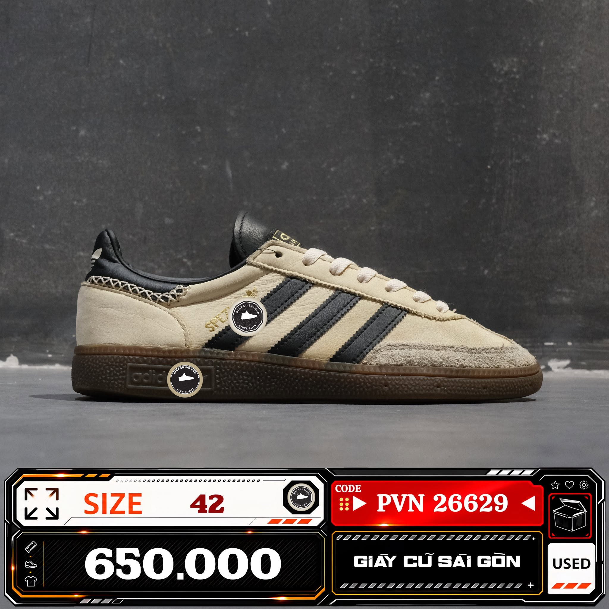 Adidas Handball Spezial Wonder White Core Black Magic Beige IE3698 Cũ Size 42 | Giày Cũ Sài Gòn PVN26629