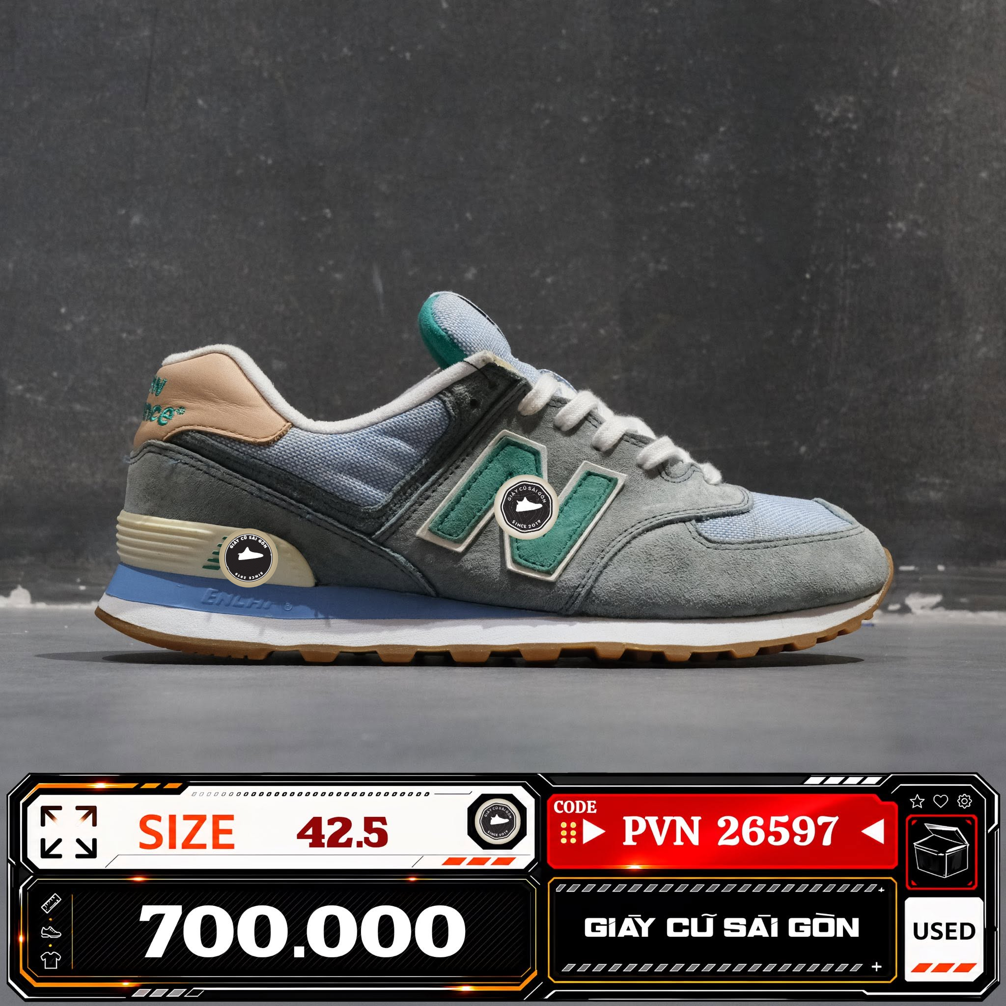 New Balance 574 Pique Polo Pack Teal Grey ML574P-IA Cũ Size 42.5 | Giày Cũ Sài Gòn PVN26597