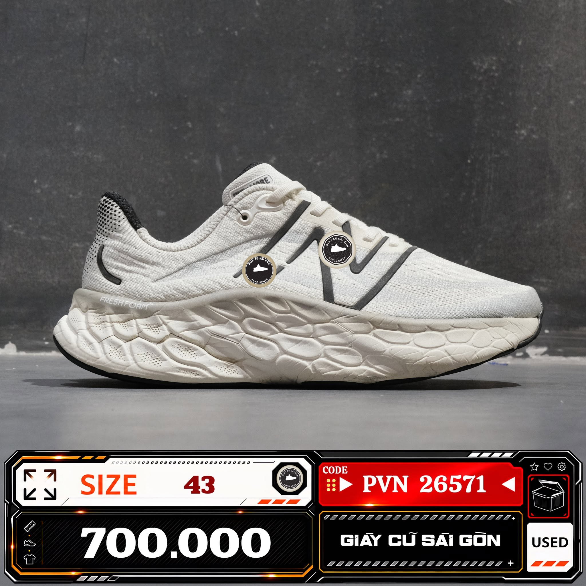 New Balance Fresh Foam X More v4 White Black MMORCW4 Cũ Size 43 | Giày Cũ Sài Gòn PVN26571