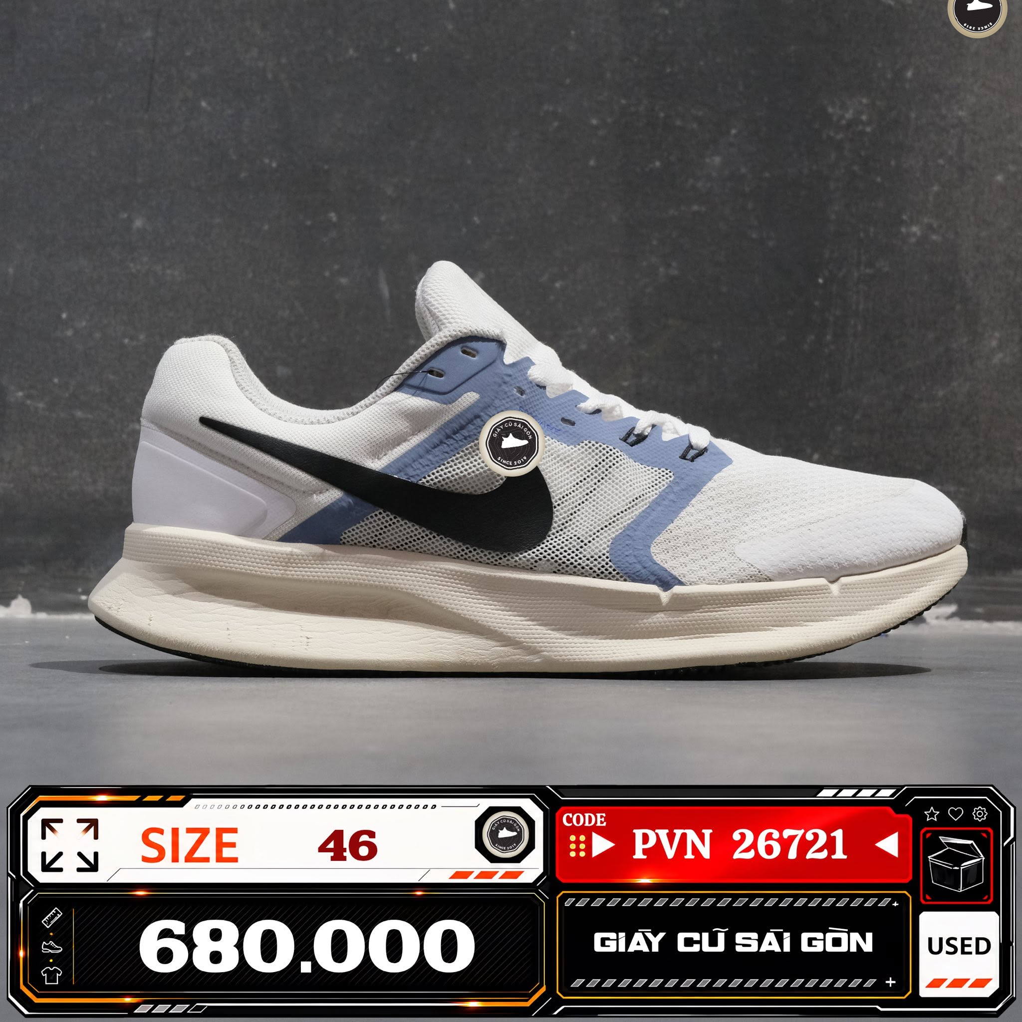 Nike Run Swift 3 Road Running Shoes DR2695-105 Cũ Size 46 | Giày Cũ Sài Gòn PVN26721