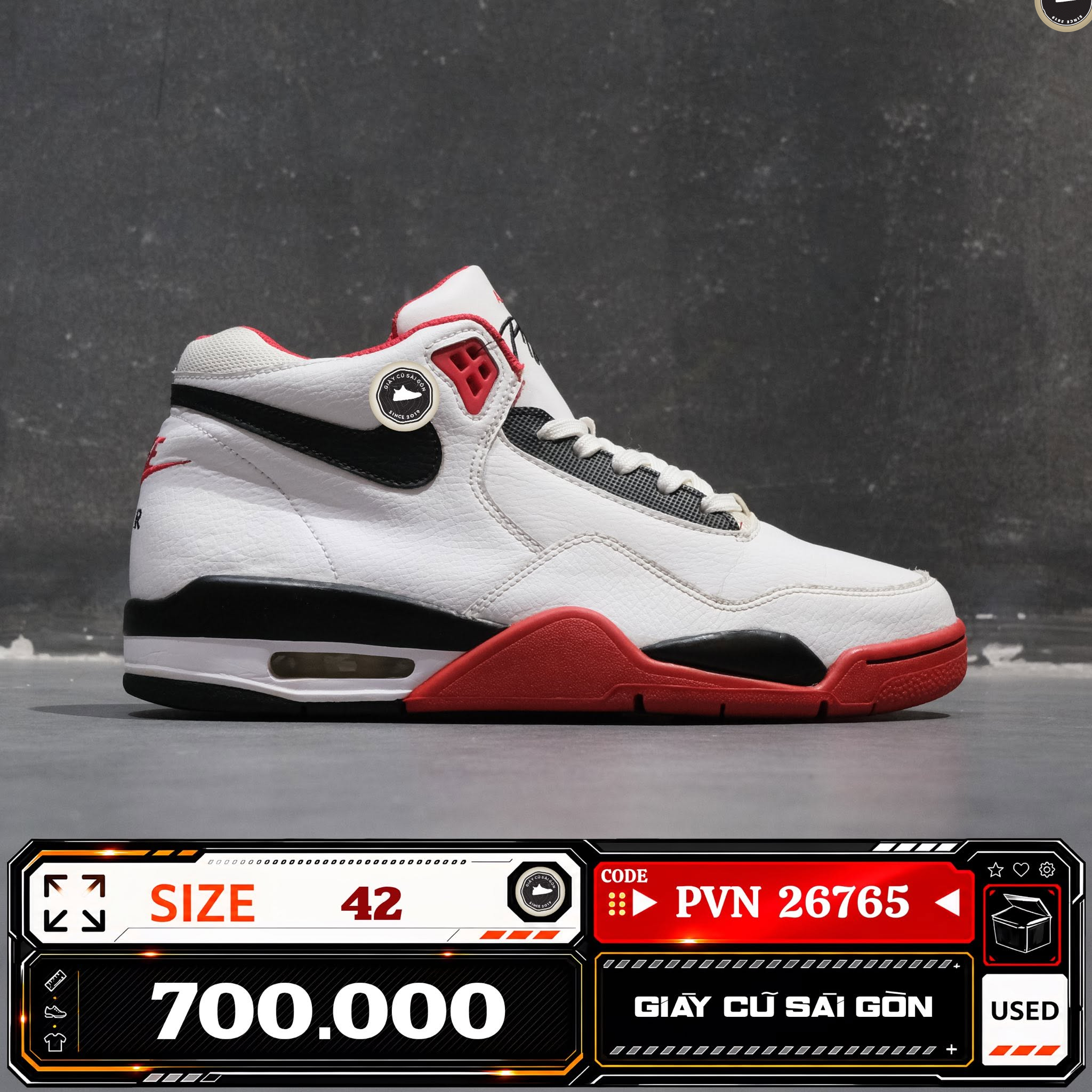 Nike Flight Legacy White University Red Black BQ4212-100 Cũ Size 42 | Giày Cũ Sài Gòn PVN26765