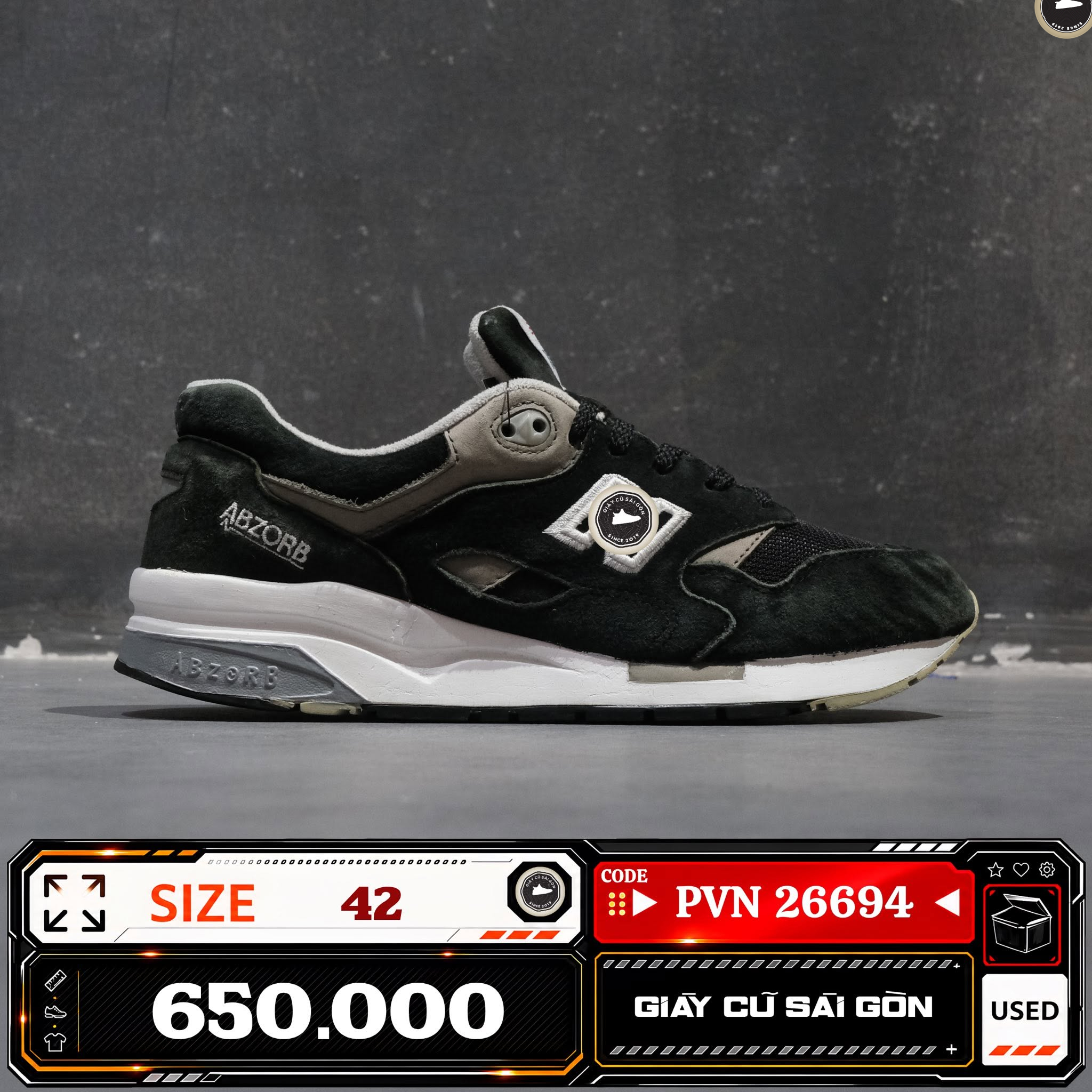 New Balance 1600 Elite Edition Black Grey White CM1600-BK Cũ Size 42 | Giày Cũ Sài Gòn PVN26694