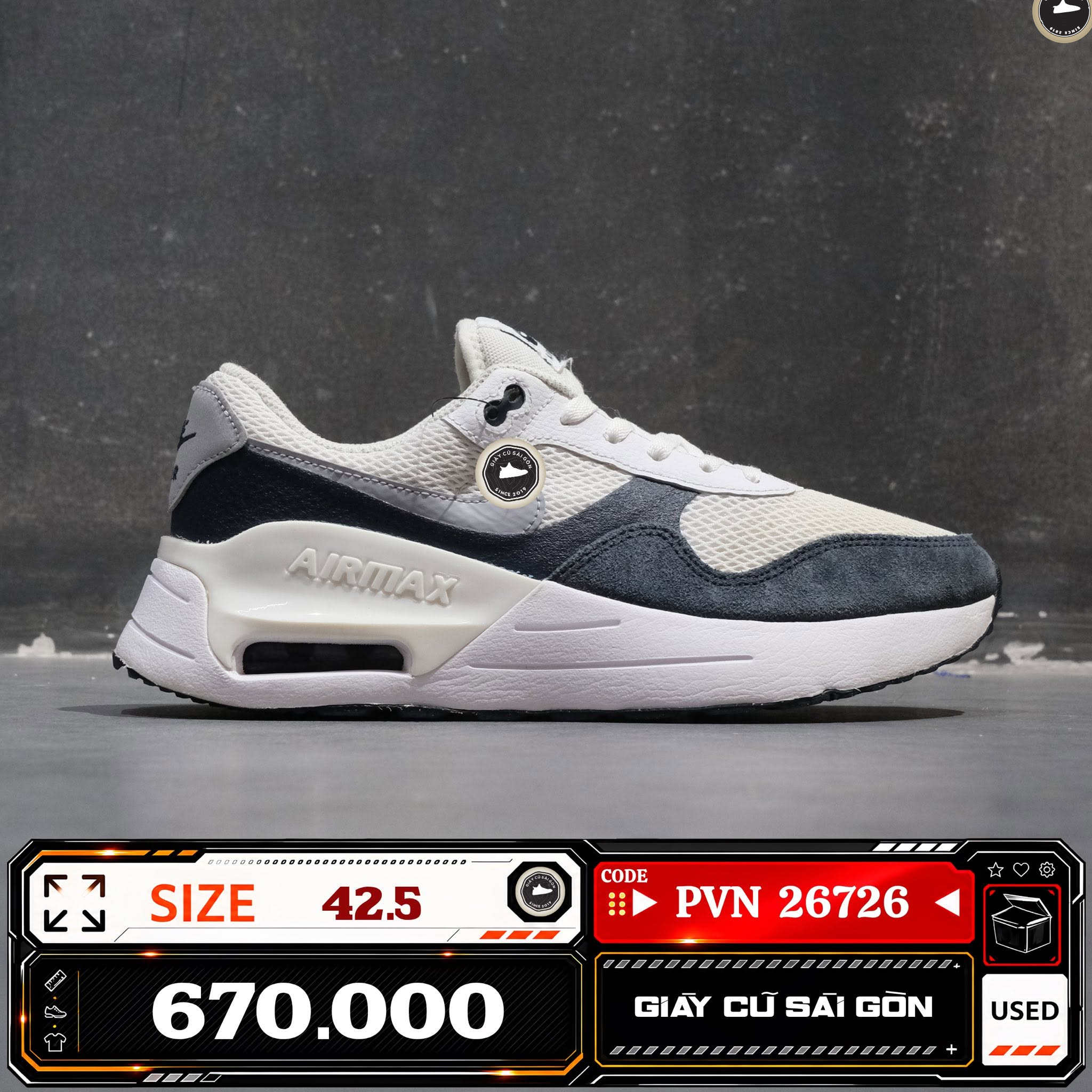 Nike Air Max Systm White Obsidian Wolf Grey DM9537-102 Cũ Size 42.5 | Giày Cũ Sài Gòn PVN26726