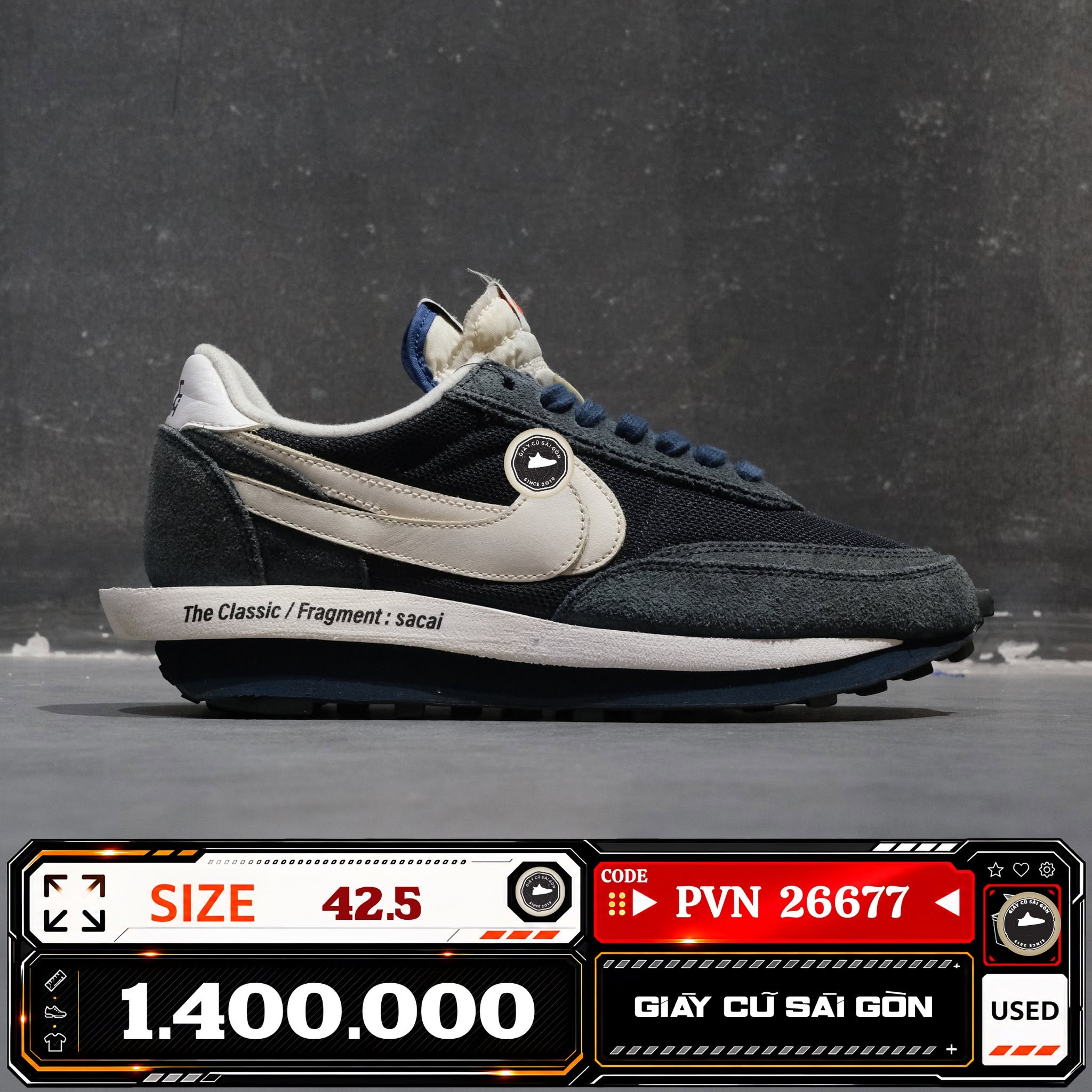 Nike X Sacai X Fragment Design Ldwaffle Blue Void DH2684-400 Cũ Size 42.5 | Giày Cũ Sài Gòn PVN26677