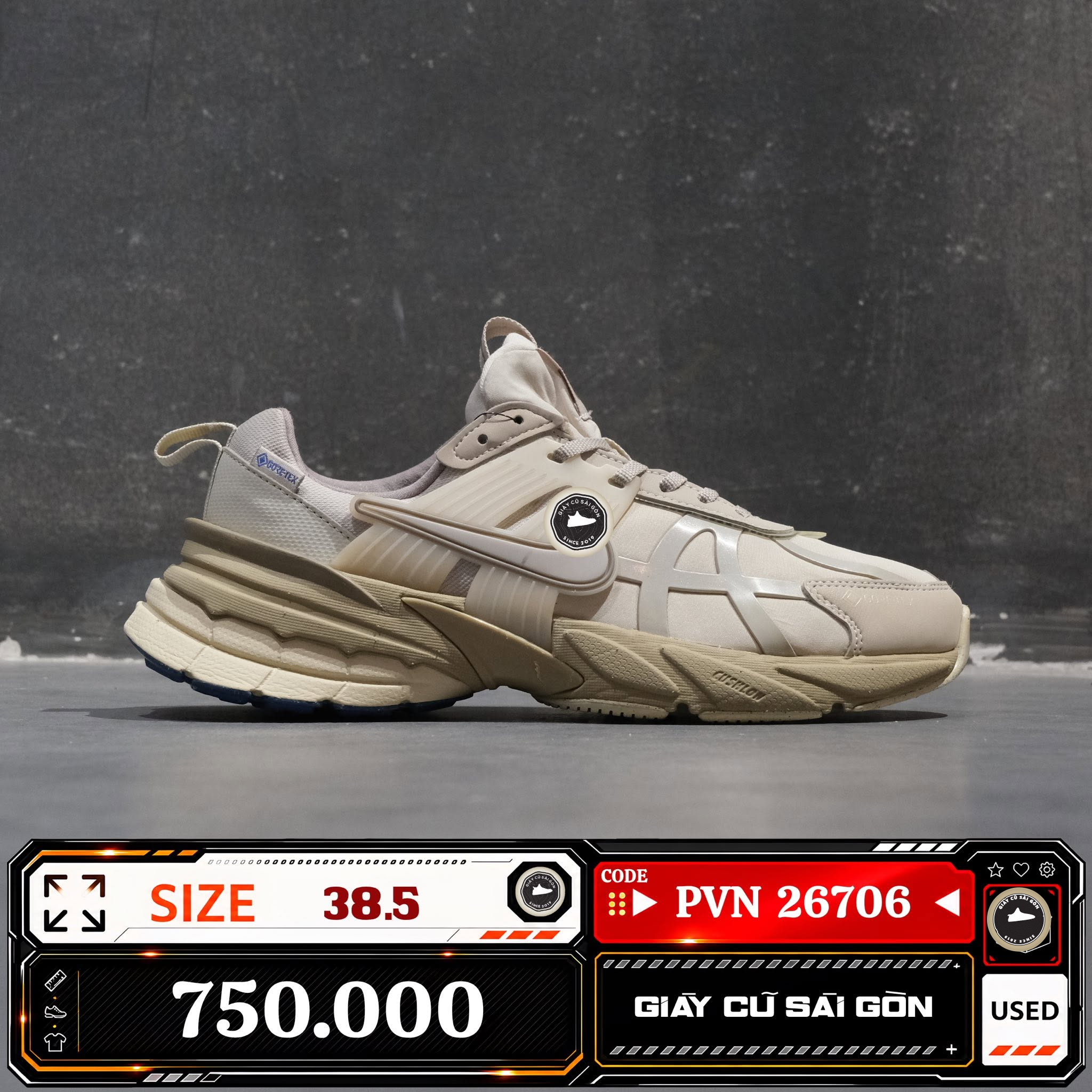 Nike V2K Run Gore Tex Light Bone FZ2622-002 Cũ Size 38.5 | Giày Cũ Sài Gòn PVN26706