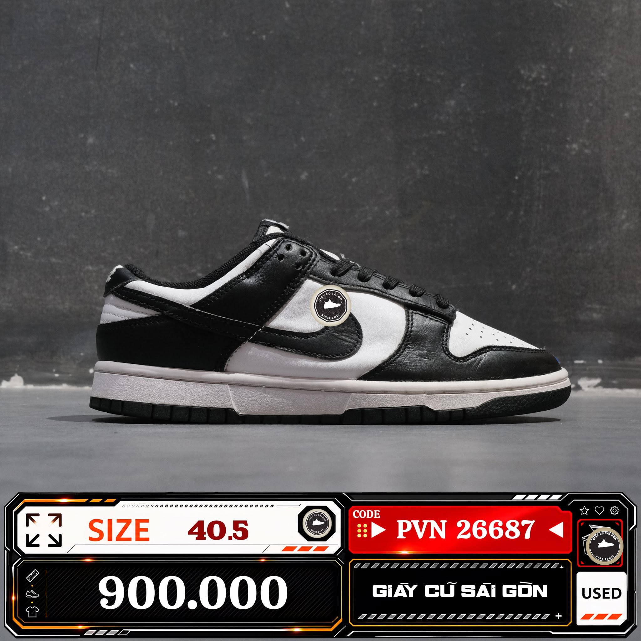 Nike Dunk Low Retro White Black DD1391-100 Cũ Size 40.5 | Giày Cũ Sài Gòn PVN26687
