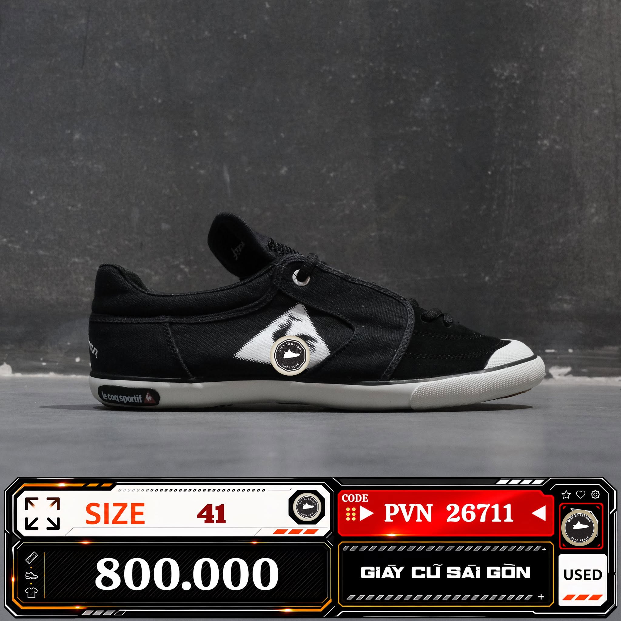 Le Coq Sportif Sanzivan Black White QL1SJC40BK Cũ Size 41 | Giày Cũ Sài Gòn PVN26711