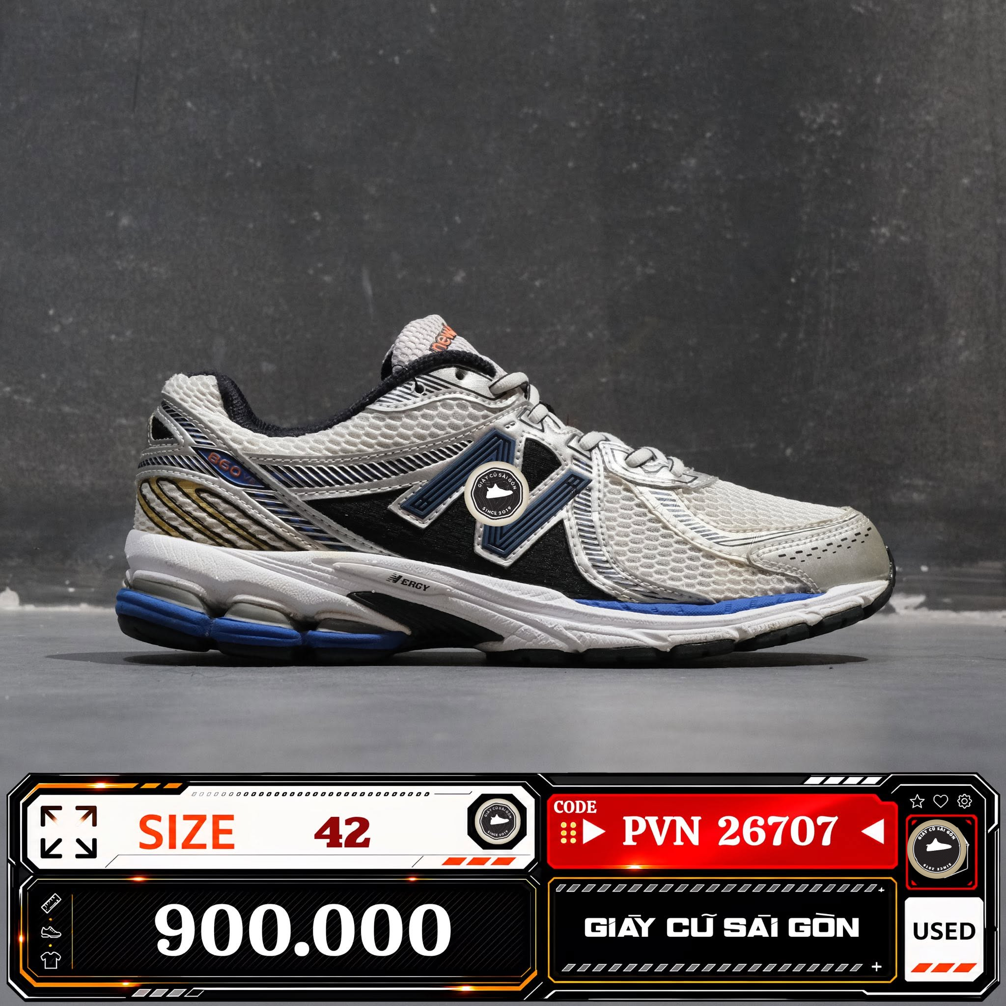 New Balance 860v2 Og White Silver Blue ML860XB Cũ Size 42 | Giày Cũ Sài Gòn PVN26707