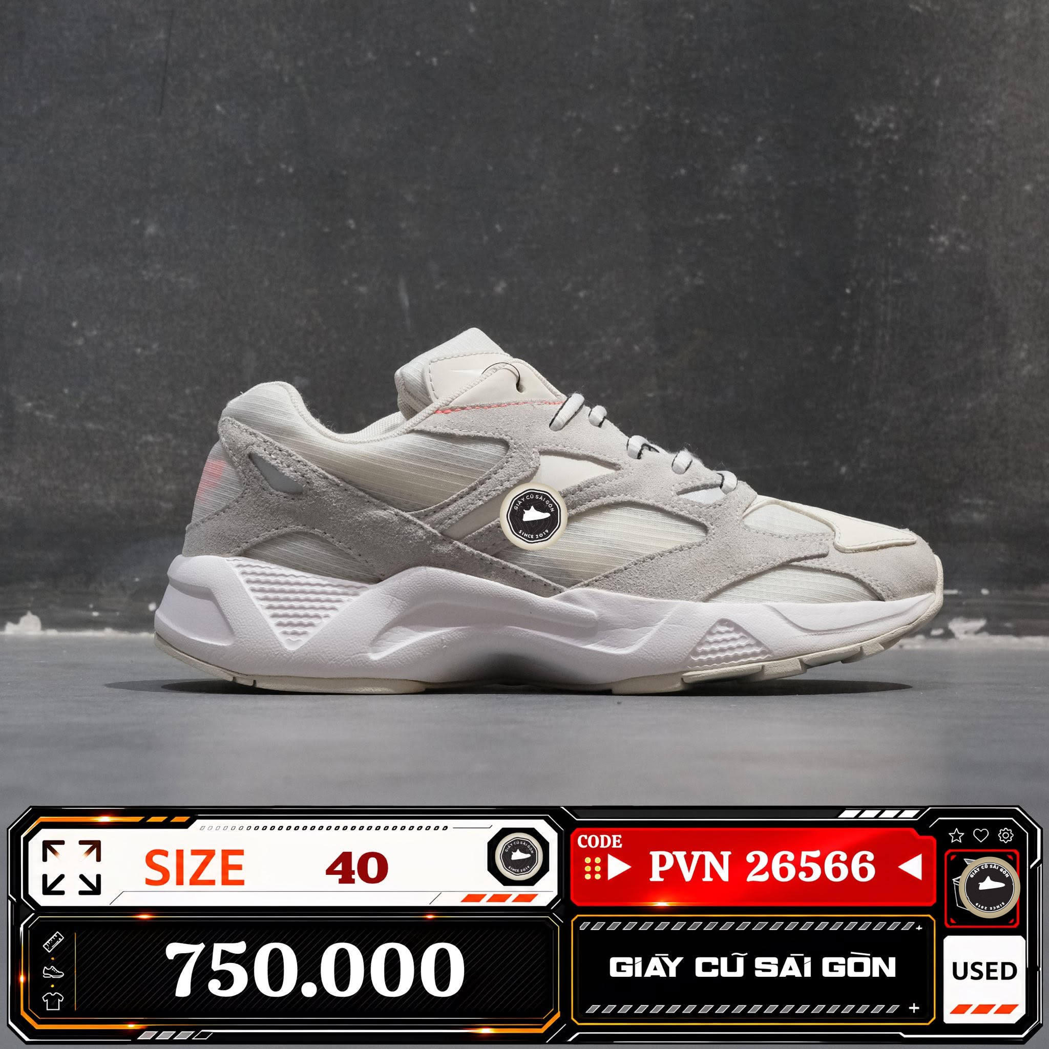 Reebok Aztrek 96 Alabaster Cold Grey Bright Orange DV6989 AZTREK-96 Cũ Size 40 | Giày Cũ Sài Gòn PVN26566