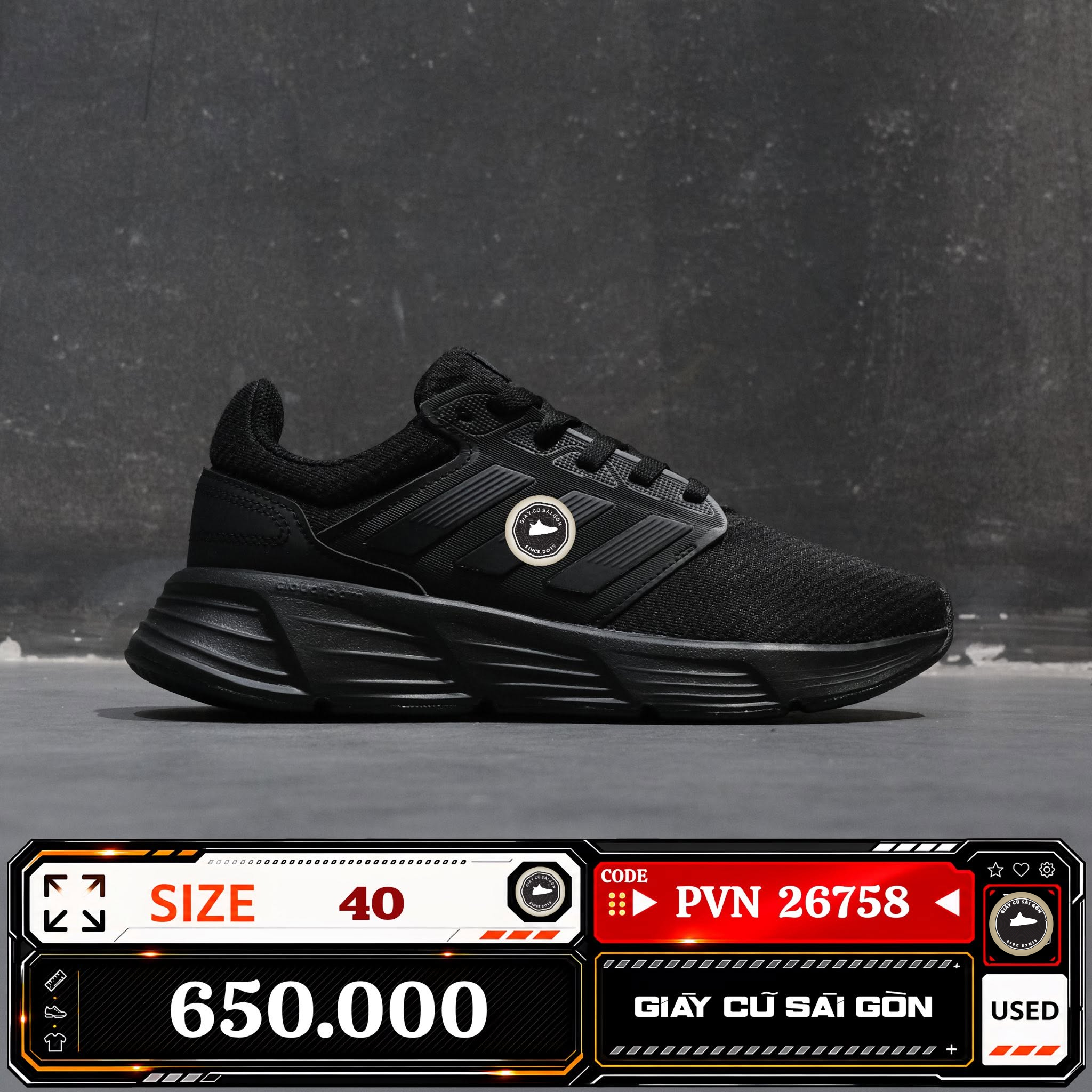 Adidas Galaxy 6 Core Black GW4131 Cũ Size 40 | Giày Cũ Sài Gòn PVN26758