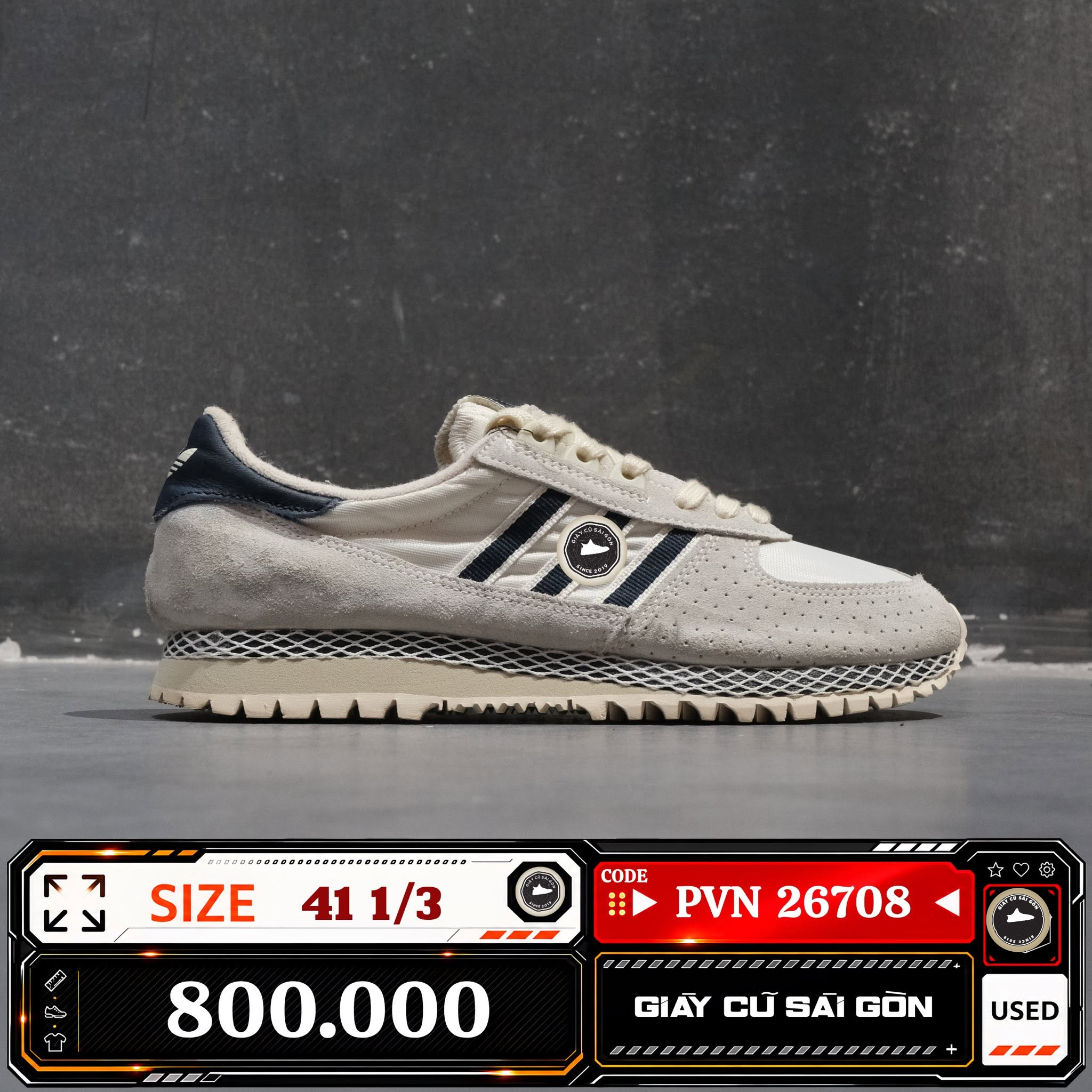 Adidas Originals Marathon 86 Off White Collegiate Navy 1/3 D67397 Cũ Size 41 | Giày Cũ Sài Gòn PVN26708