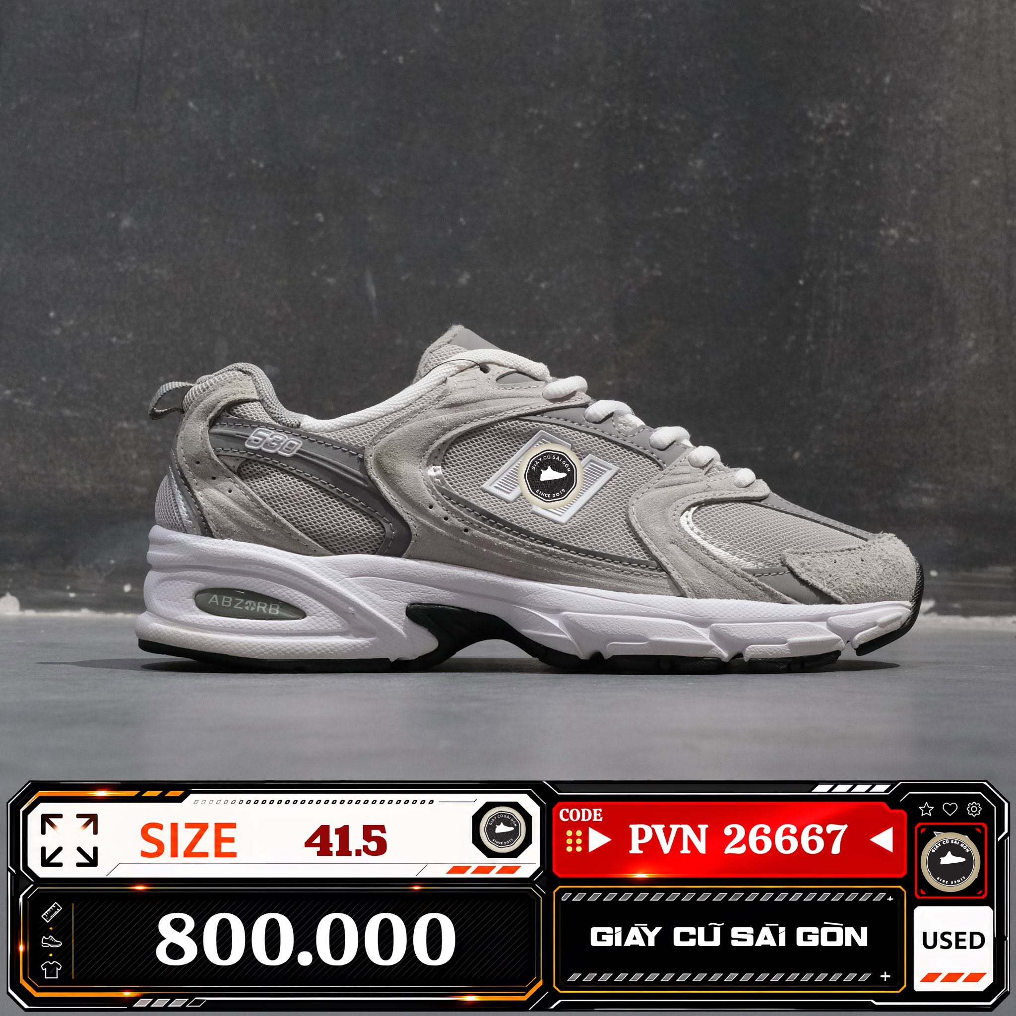 New Balance 530 Grey Silver MR530K-CP Cũ Size 41.5 | Giày Cũ Sài Gòn PVN26667