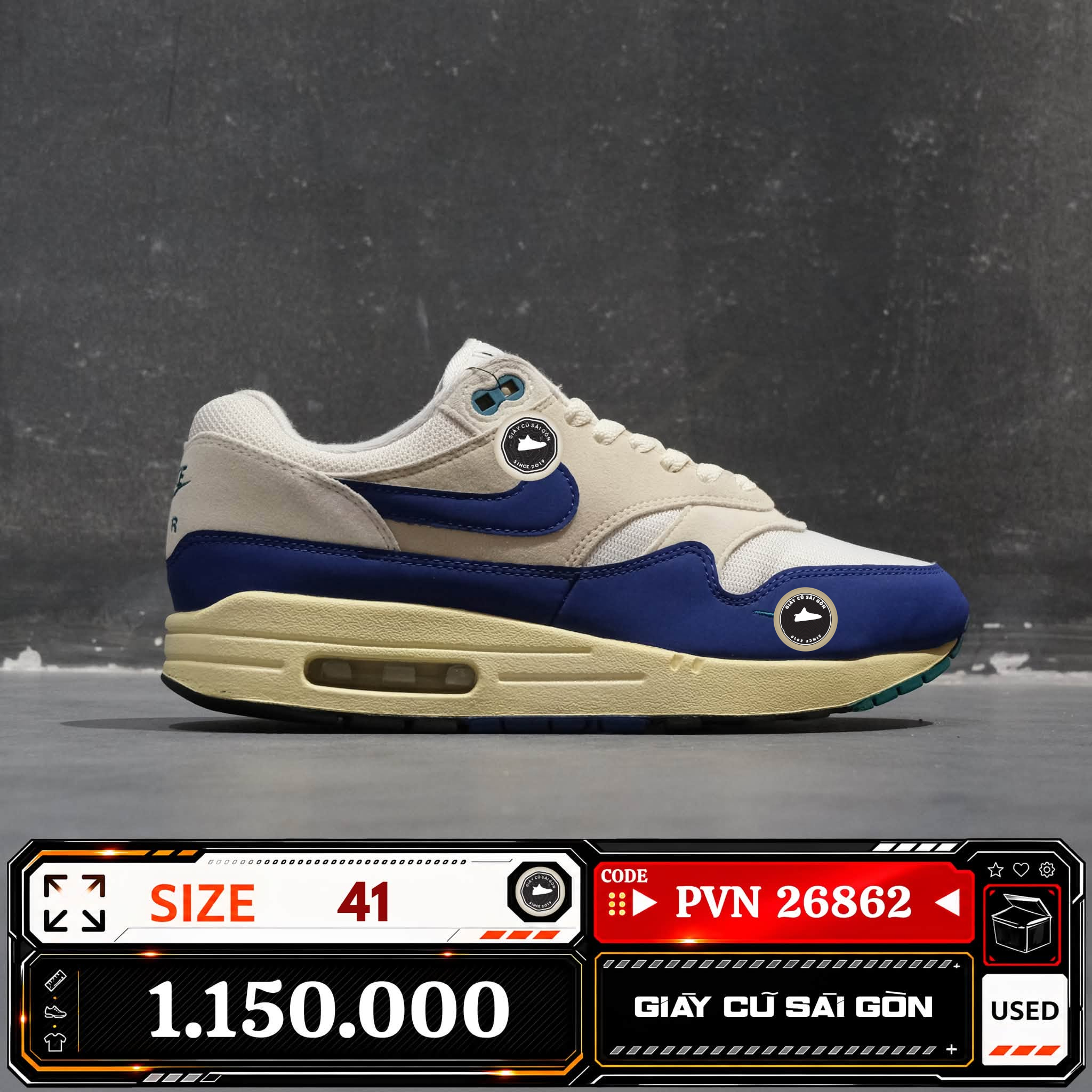 Nike Air Max 1 Athletic Department Deep Royal Blue FQ8048-133 Cũ Size 41 | Giày Cũ Sài Gòn PVN26862