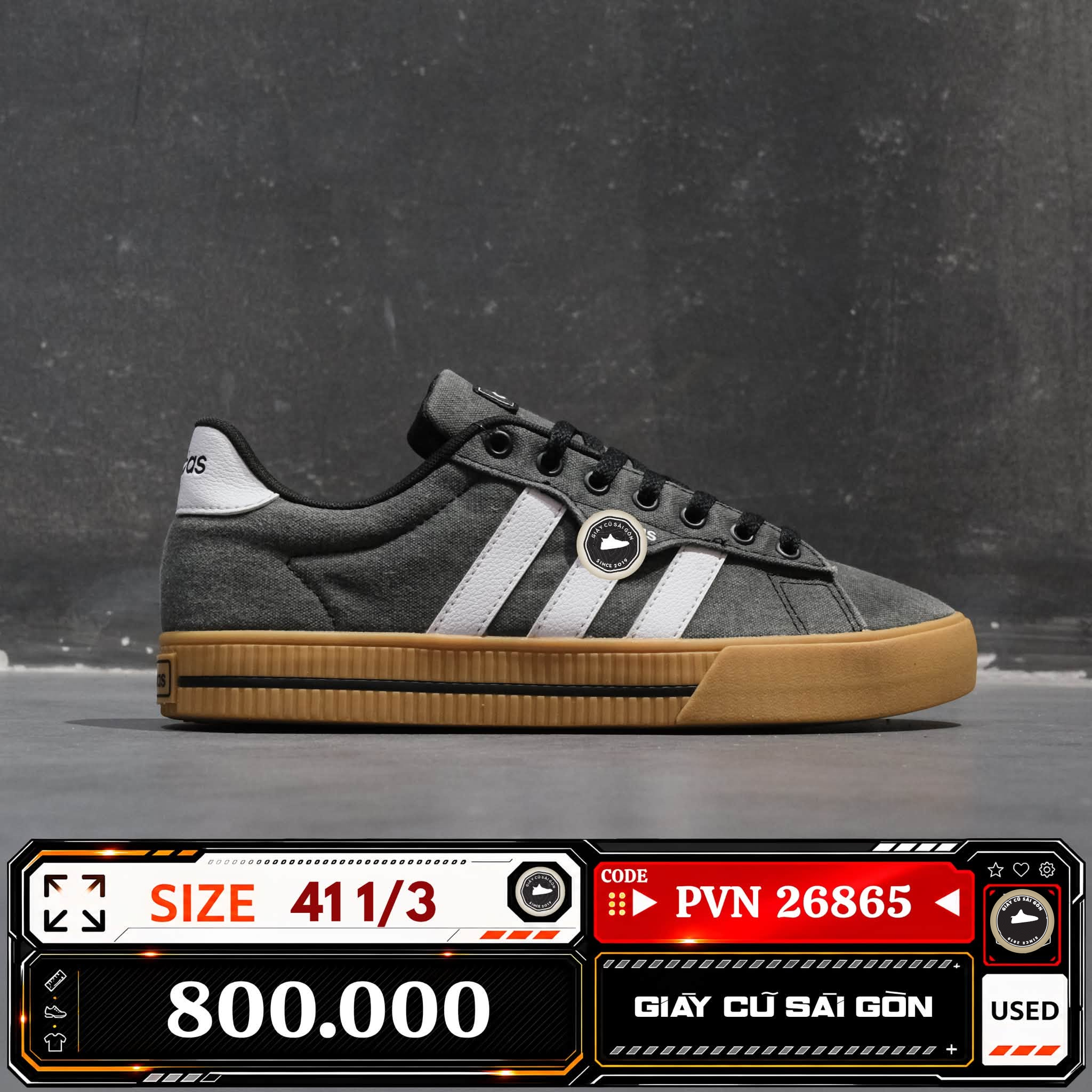 Adidas Daily 3.0 Core Black Cloud White Gum 1/3 HP6032 Cũ Size 41 | Giày Cũ Sài Gòn PVN26865