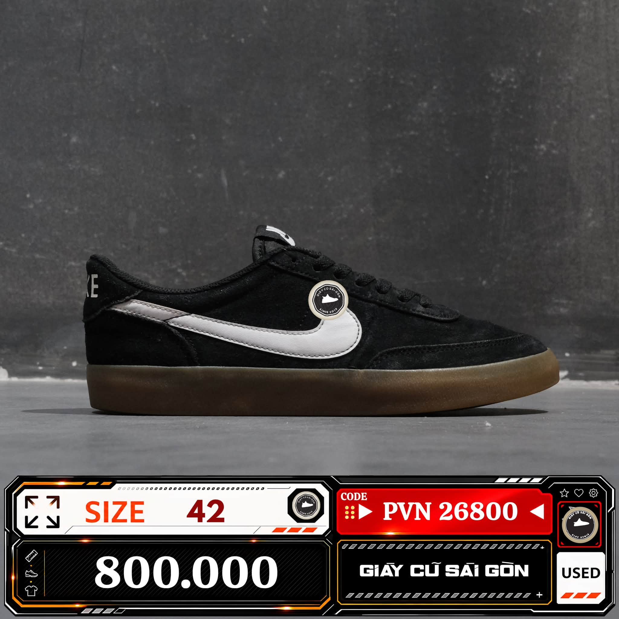 Nike Killshot 2 Leather Black White Gum FQ8903-002 Cũ Size 42 | Giày Cũ Sài Gòn PVN26800