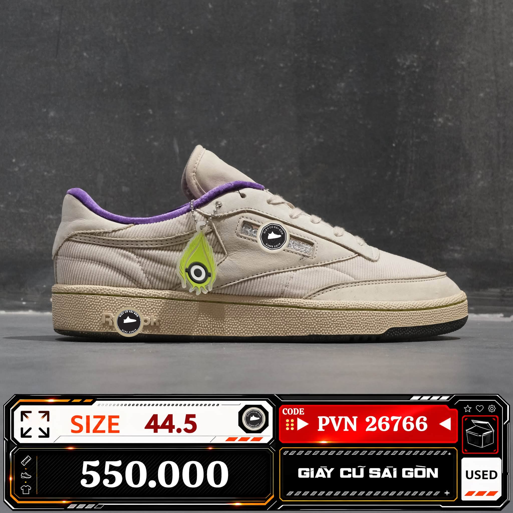 Reebok Club C 85 Minions Vicious 6 FZ1914 Cũ Size 44.5 | Giày Cũ Sài Gòn PVN26766