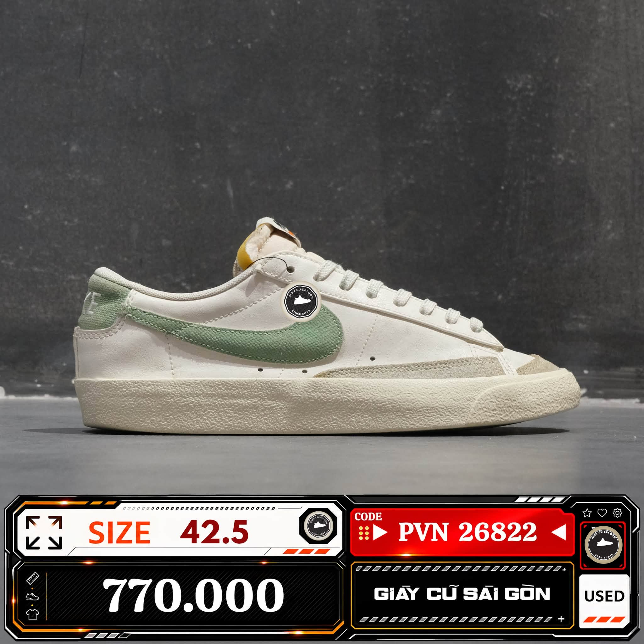 Nike Blazer Low '77 Vintage Enamel Green DO9799-100 Cũ Size 42.5 | Giày Cũ Sài Gòn PVN26822