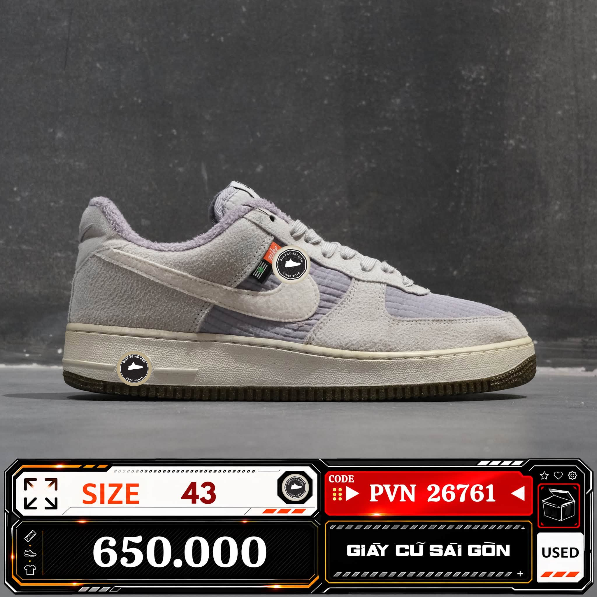 Nike Air Force 1 '07 LV8 Toasty Grey Fog DC8871-002 Cũ Size 43 | Giày Cũ Sài Gòn PVN26761