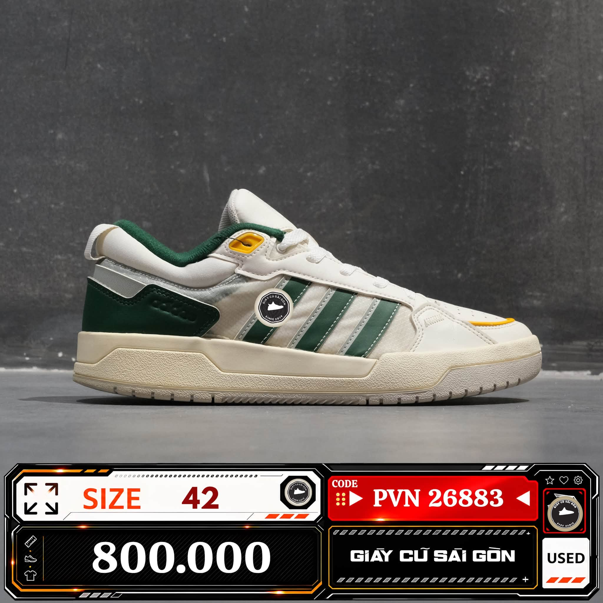 Adidas Originals Drop Step Low Chalk White Collegiate Green IG1517 Cũ Size 42 | Giày Cũ Sài Gòn PVN26883