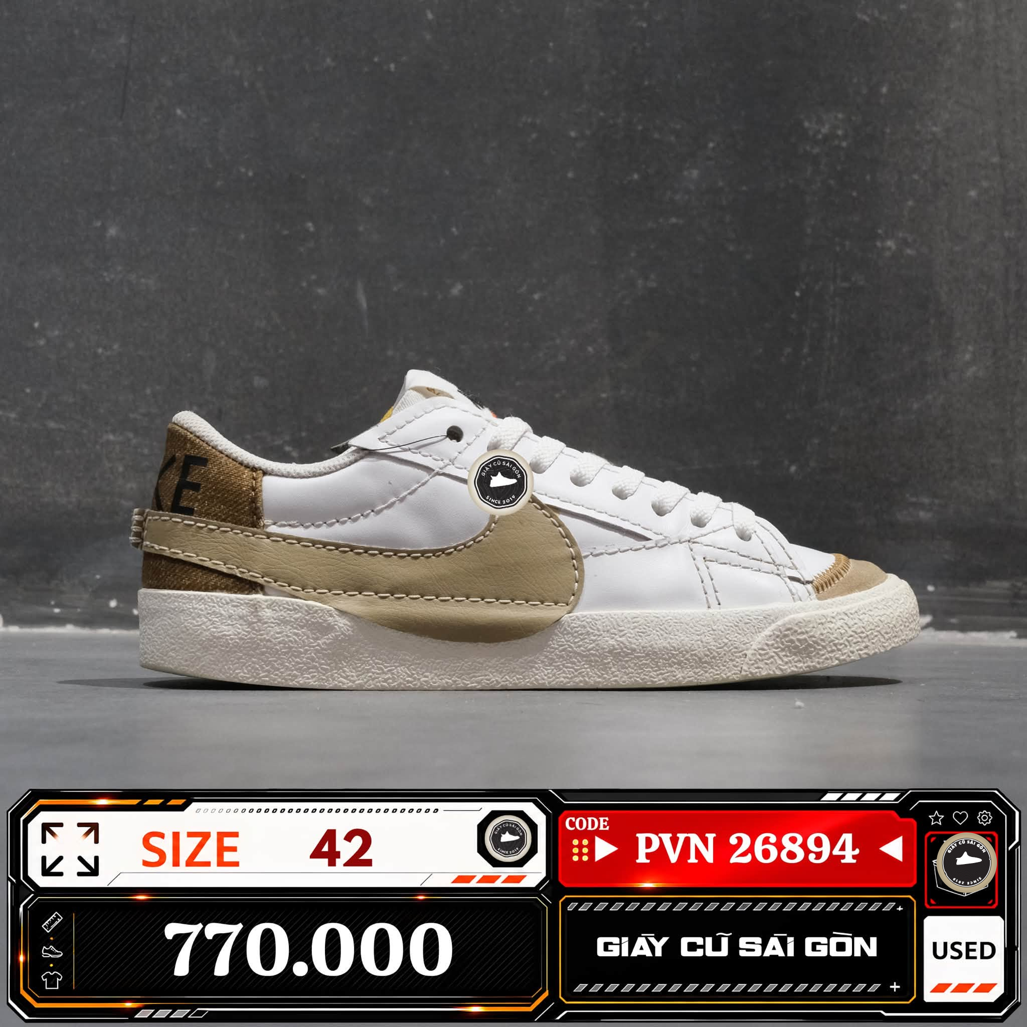 Nike Blazer Low '77 Jumbo White Khaki DZ2772-121 Cũ Size 42 | Giày Cũ Sài Gòn PVN26894