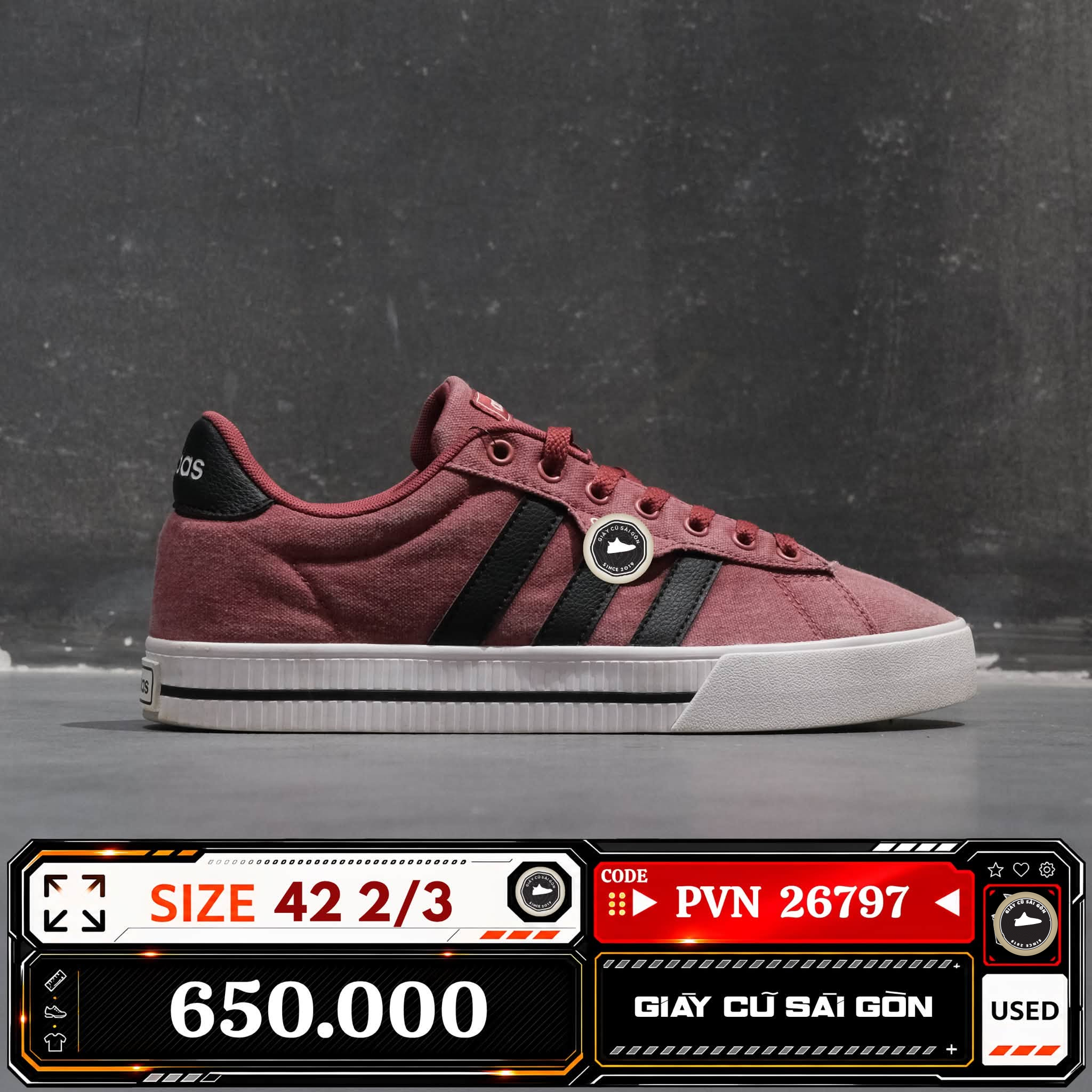 Adidas Daily 3.0 Legacy Red Core Black 2/3 FW7034 Cũ Size 42 | Giày Cũ Sài Gòn PVN26797